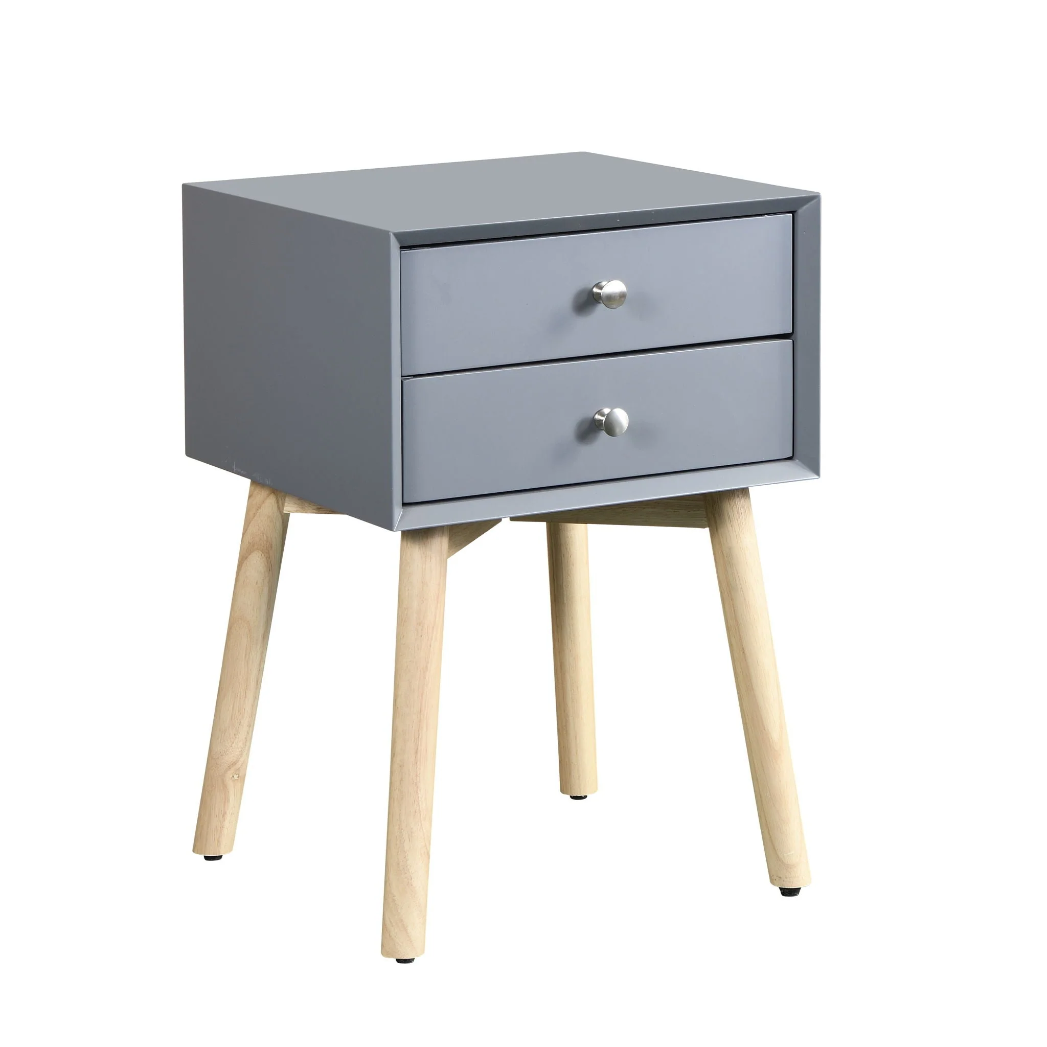 Bedside Table With 2 Drawers Mid-Century Modern Storage Cabinet For Bedroom - Image 4
