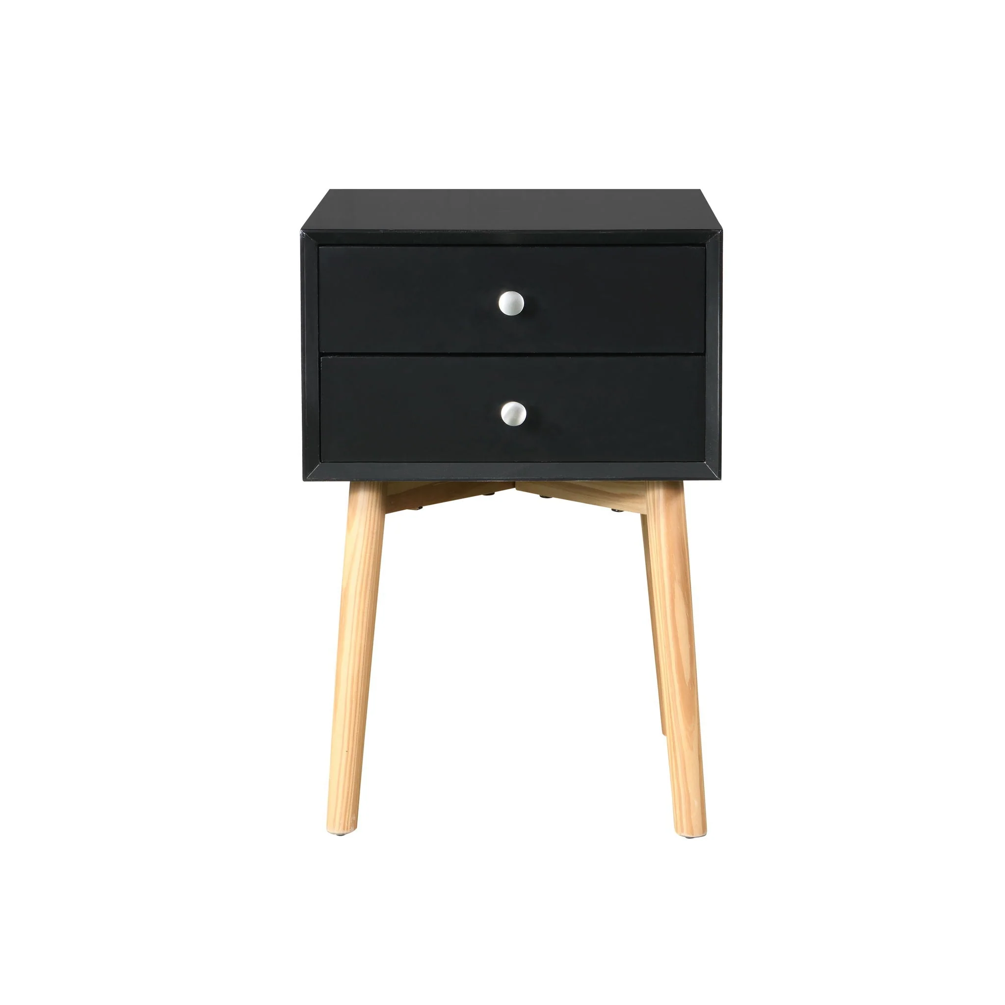 Bedside Table With 2 Drawers Mid-Century Modern Storage Cabinet For Bedroom - Image 5