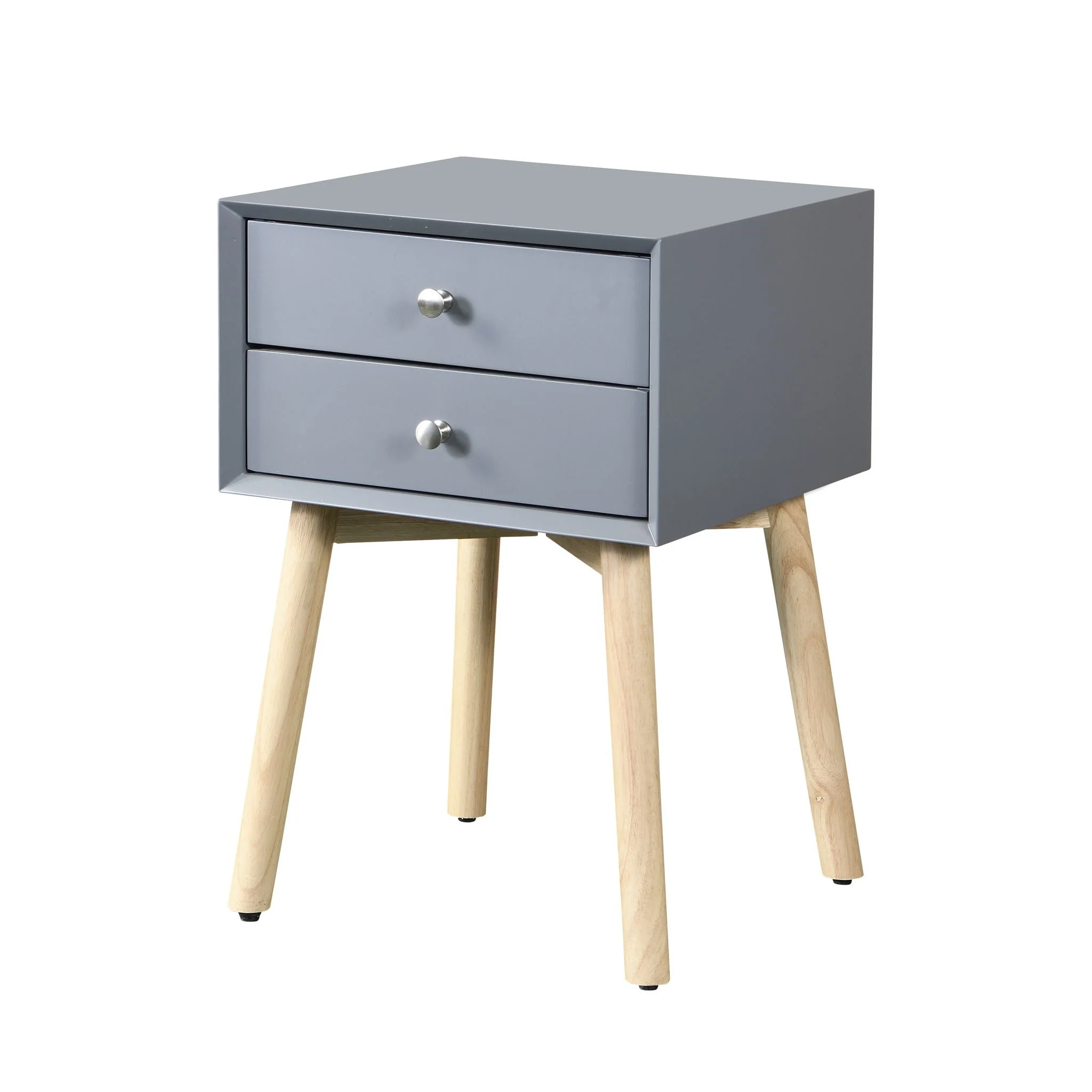 Bedside Table With 2 Drawers Mid-Century Modern Storage Cabinet For Bedroom - Image 7