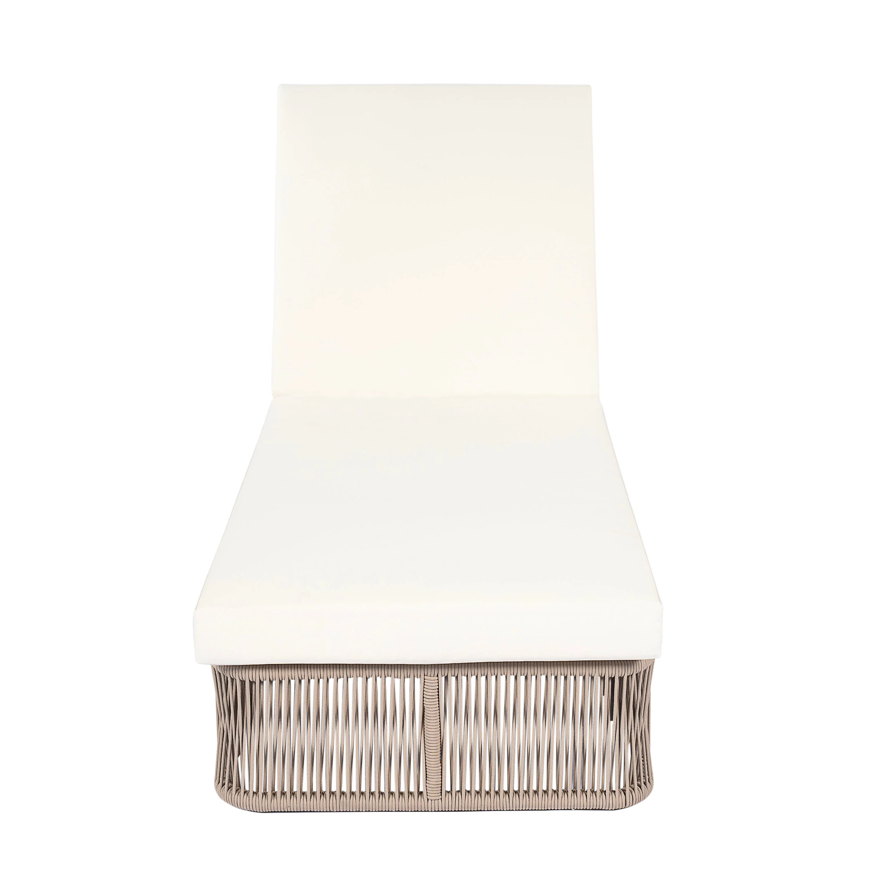 Beige and White Adjustable Sunlounge with Woven Rope Base - Image 9