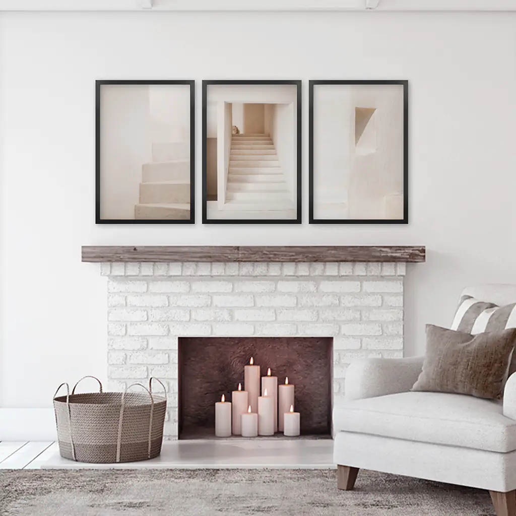 Beige Architectural Wall Art Prints. Light Tones Stairways - Image 4