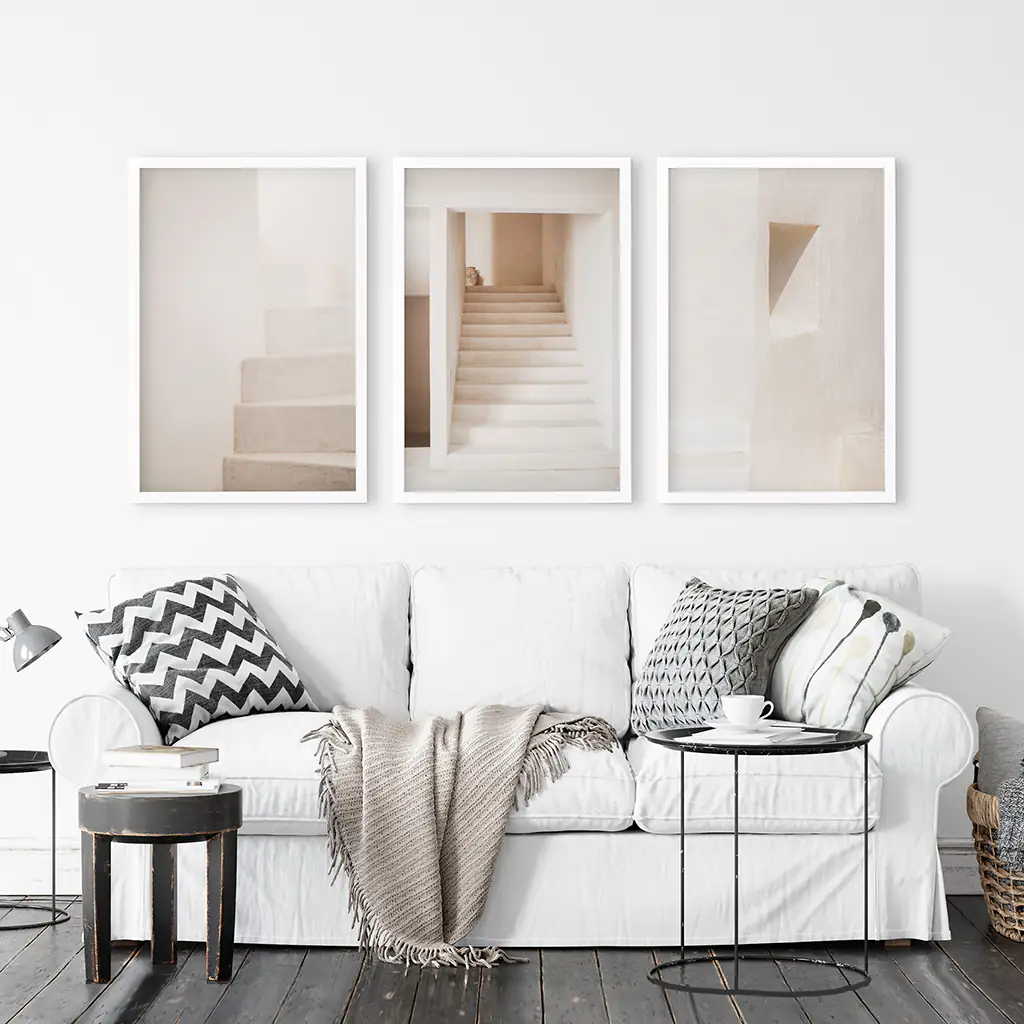 Beige Architectural Wall Art Prints. Light Tones Stairways - Image 5