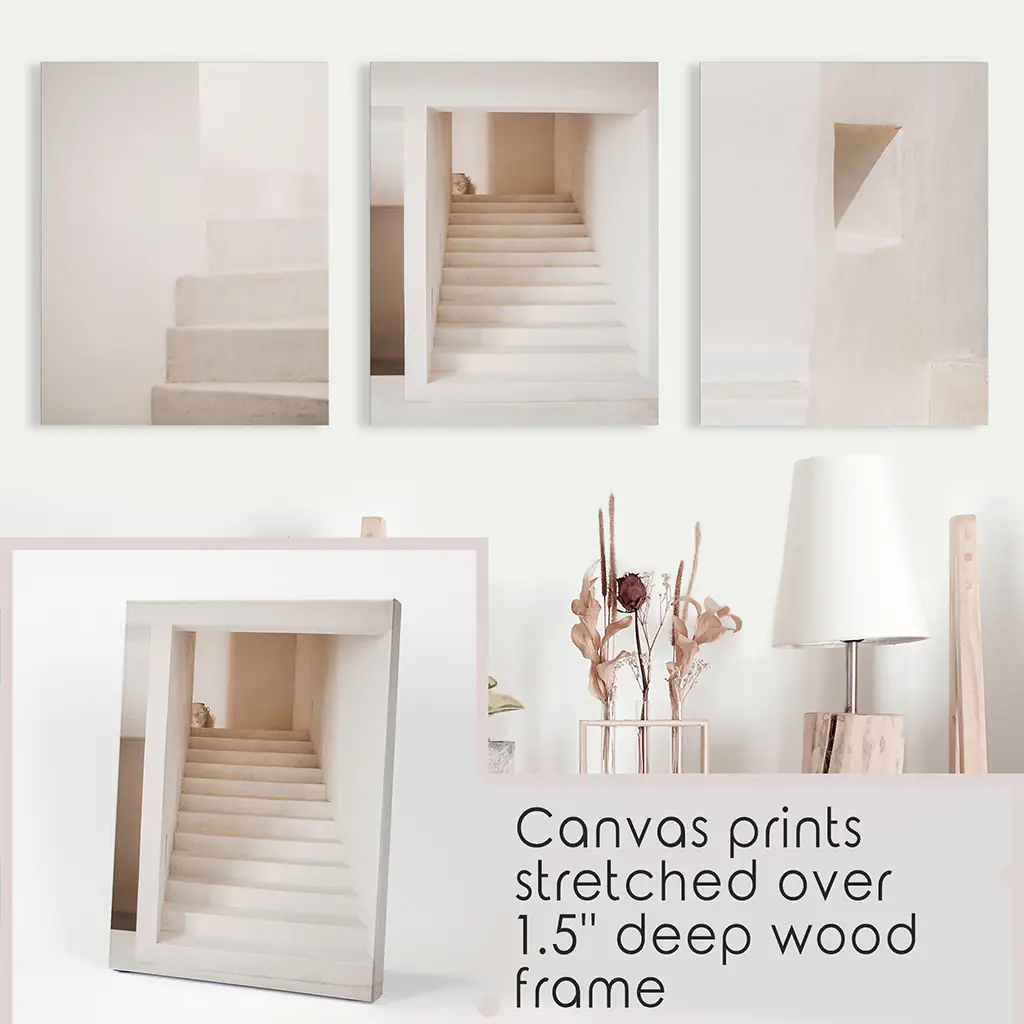 Beige Architectural Wall Art Prints. Light Tones Stairways - Image 9