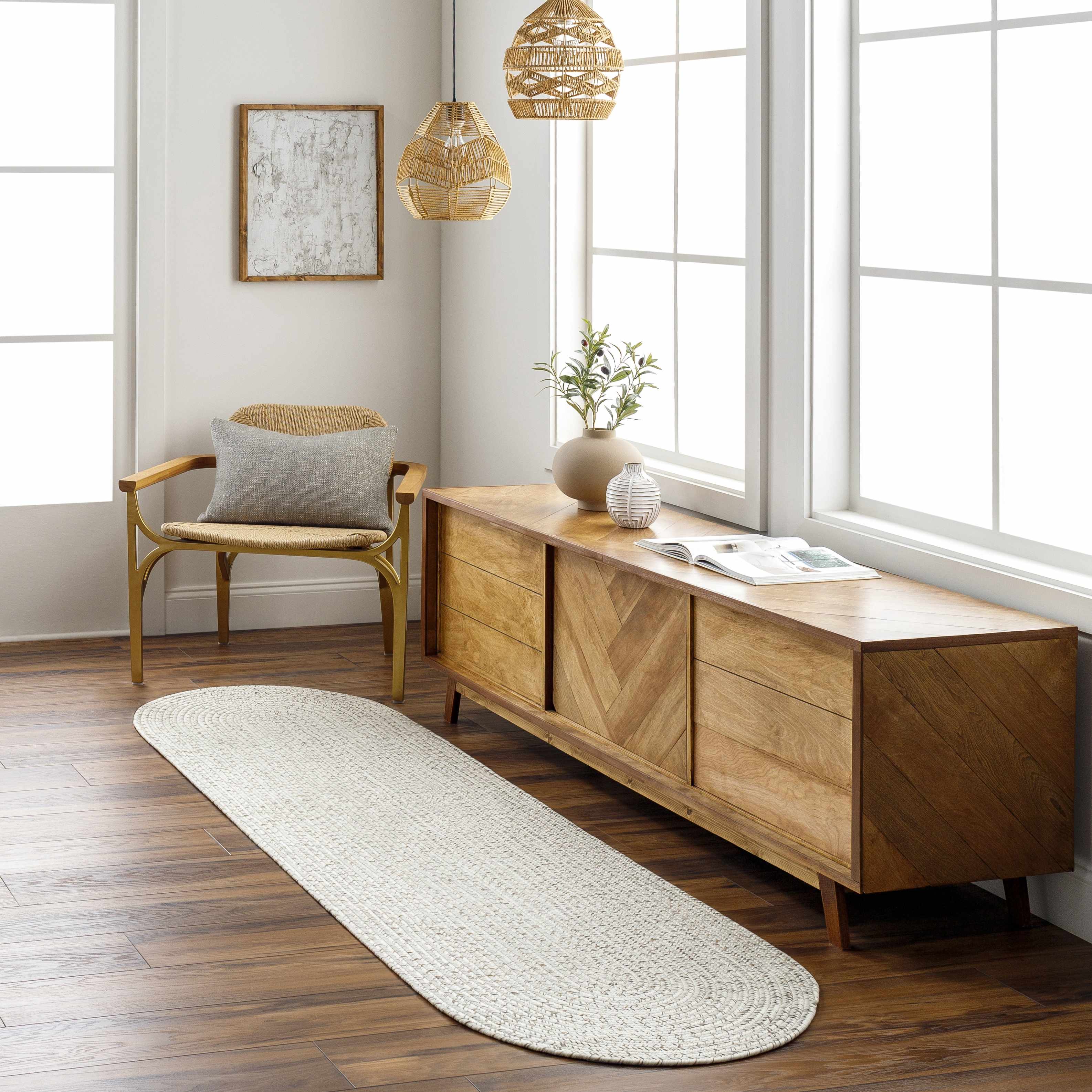 Beige Braided Faux Jute Rug - Image 20