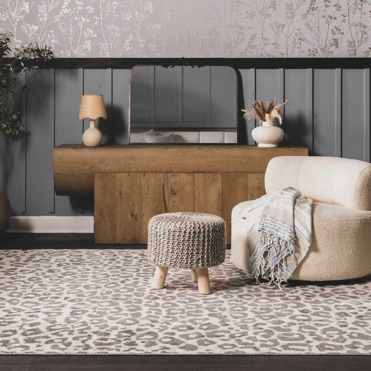 Beige Liversedge Leopard Print Area Rug - Image 2