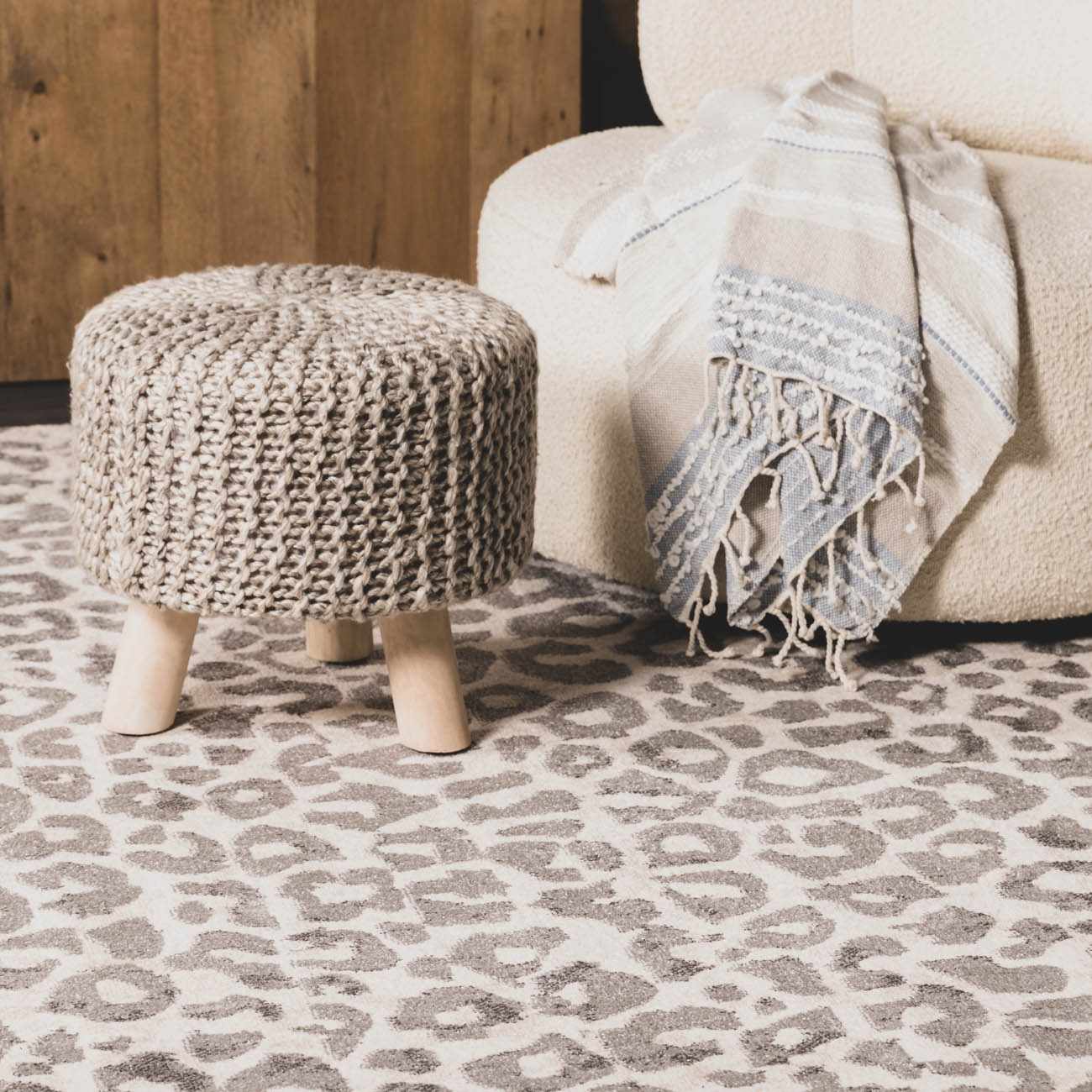 Beige Liversedge Leopard Print Area Rug - Image 3