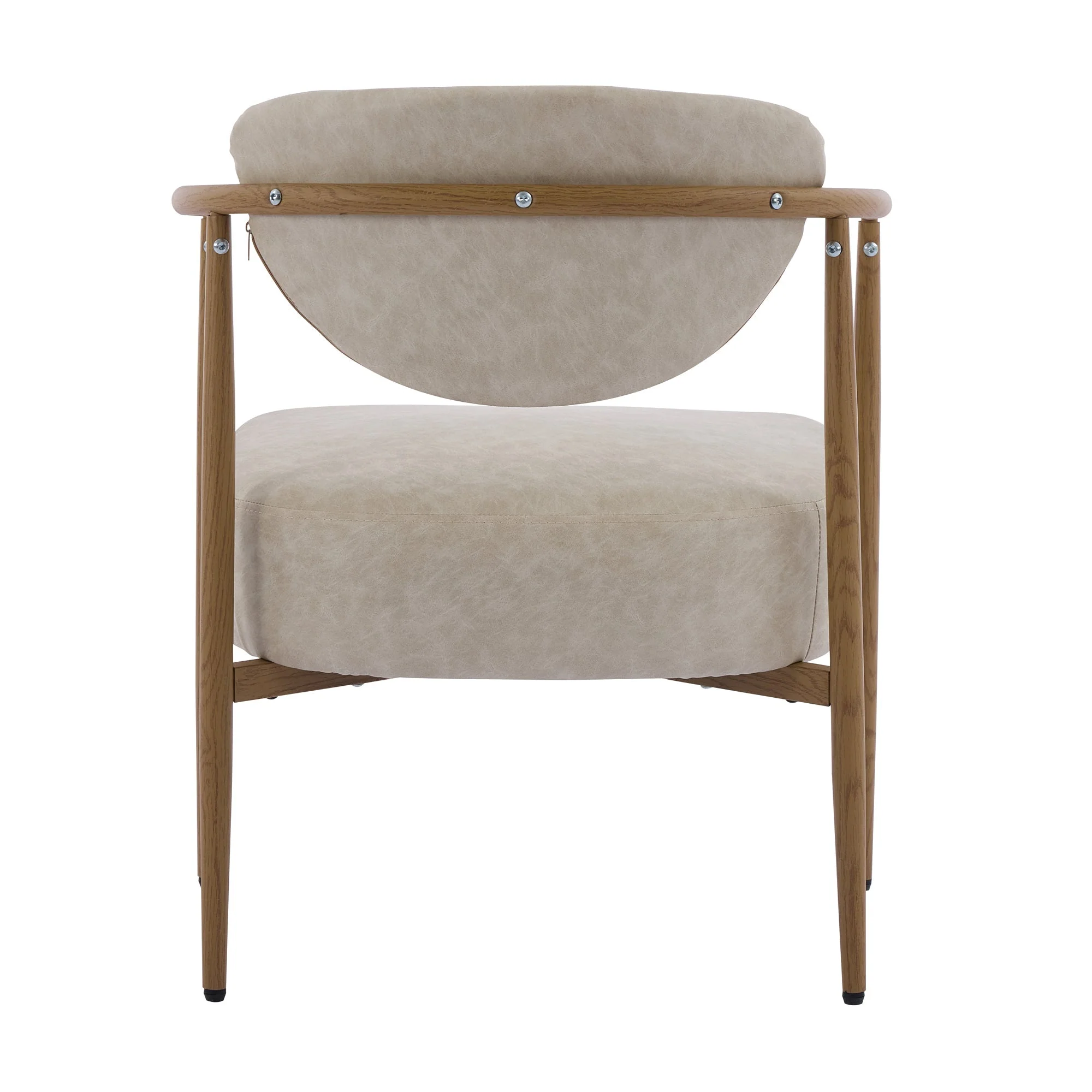 Beige PU Leather Dining Room Chair with Metal Frame - Image 10