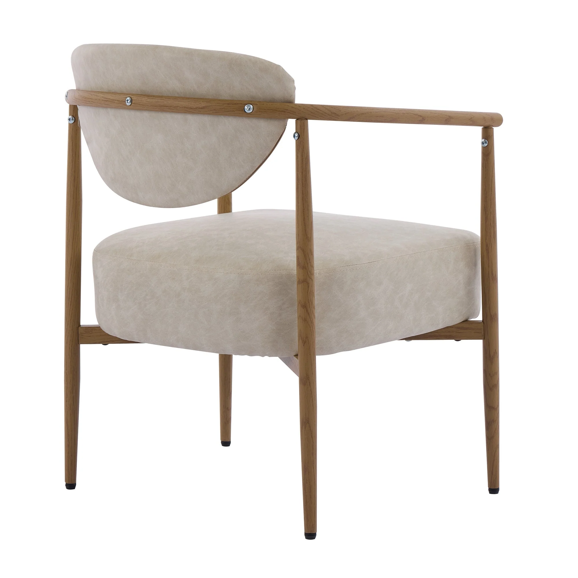 Beige PU Leather Dining Room Chair with Metal Frame - Image 11