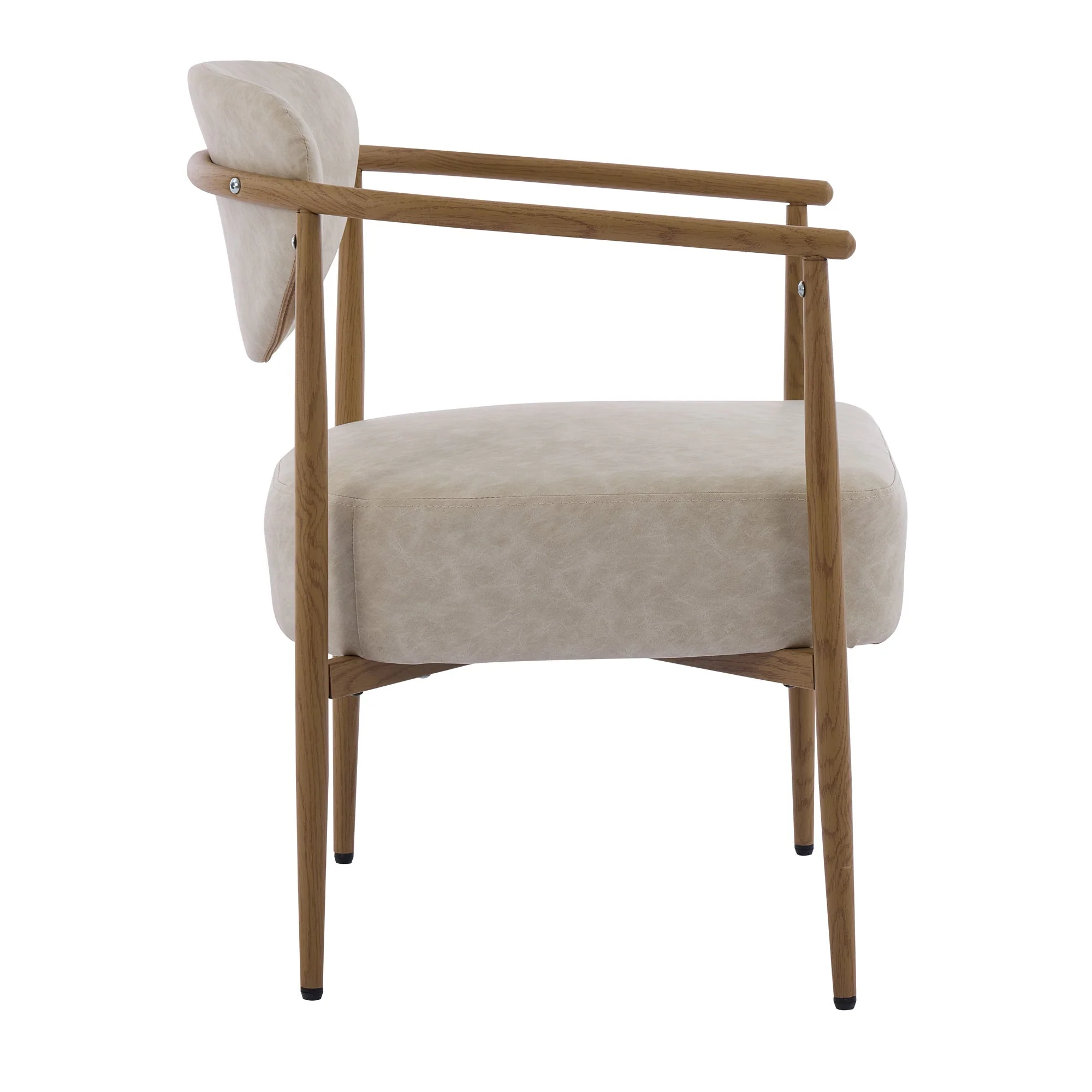 Beige PU Leather Dining Room Chair with Metal Frame - Image 12