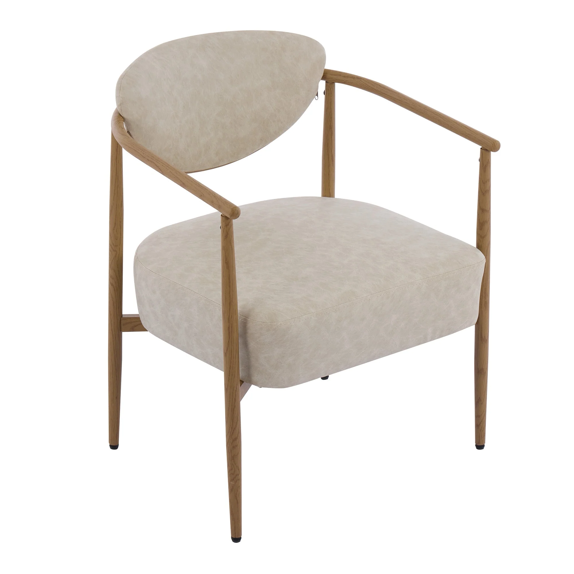 Beige PU Leather Dining Room Chair with Metal Frame - Image 13