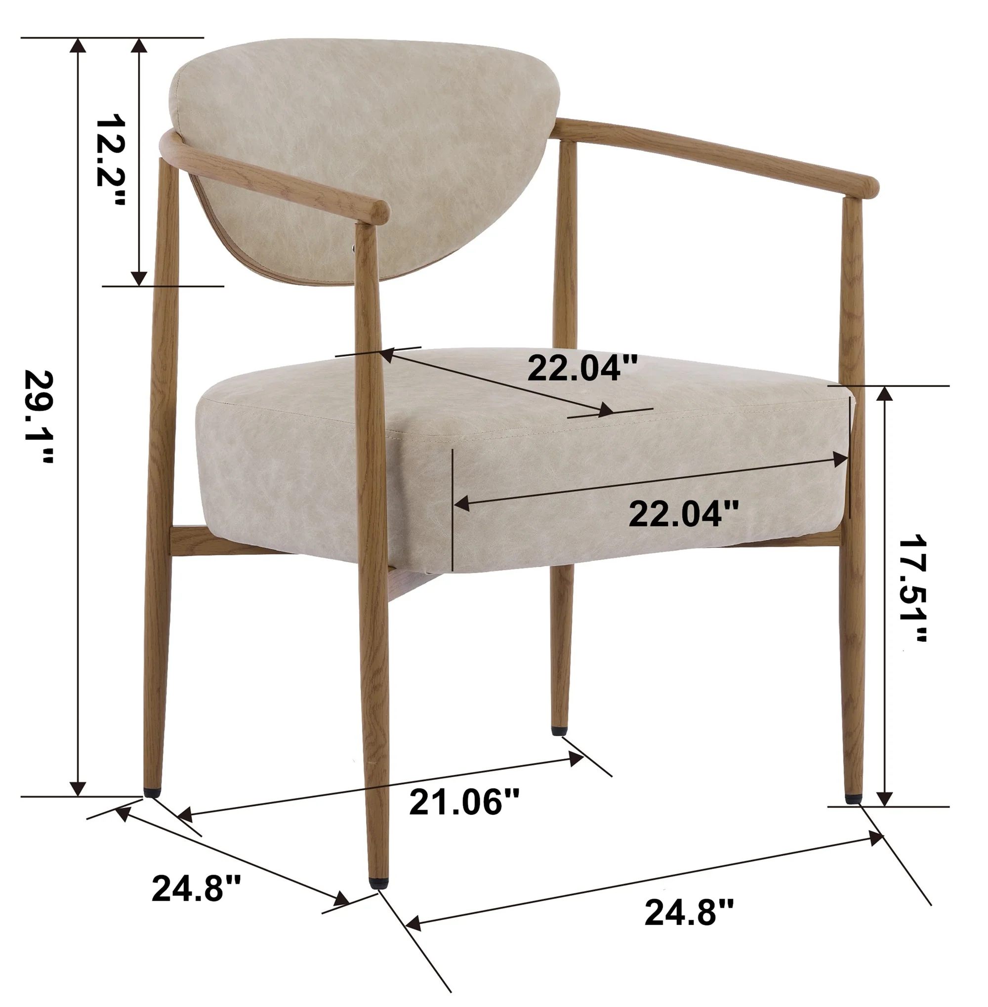 Beige PU Leather Dining Room Chair with Metal Frame - Image 14