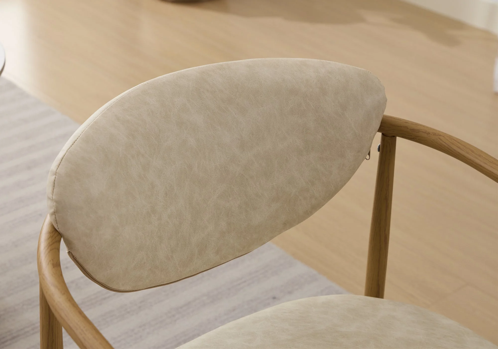 Beige PU Leather Dining Room Chair with Metal Frame - Image 8