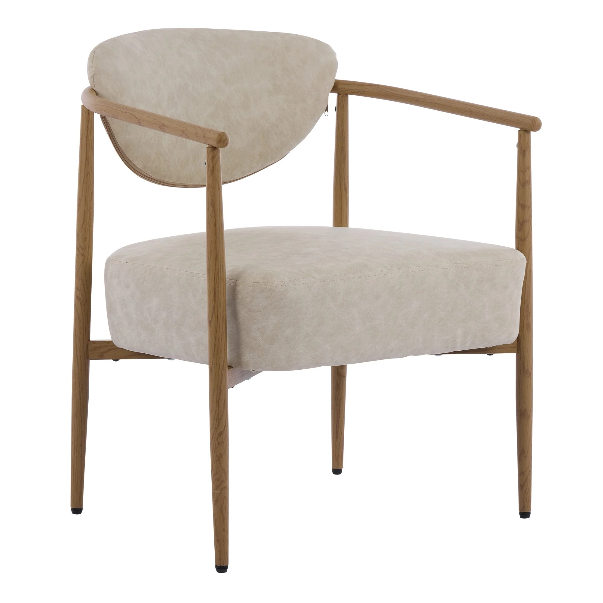 Beige PU Leather Dining Room Chair with Metal Frame - Image 9