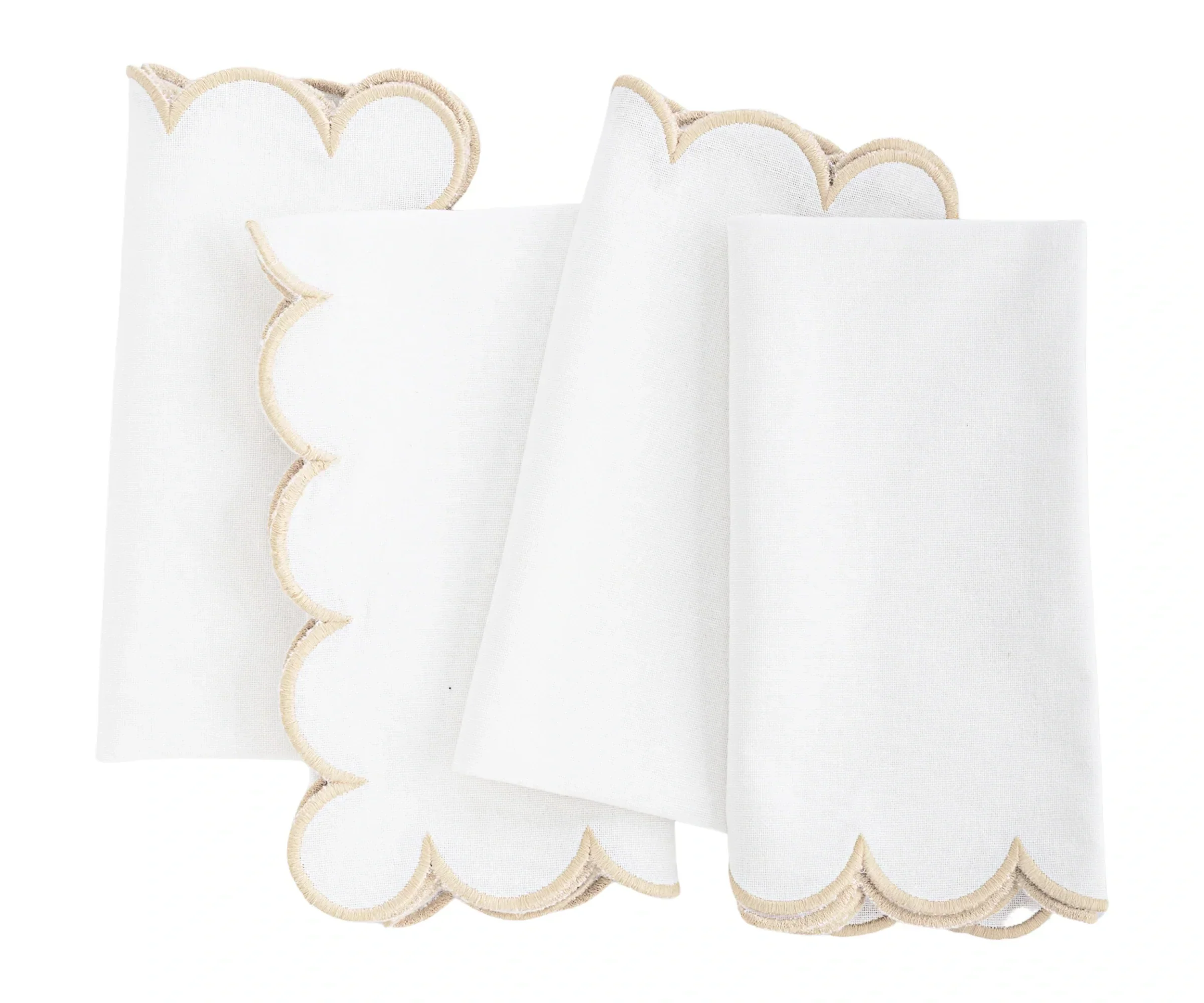 Beige Scalloped Edge Napkins - LongWave - Image 2