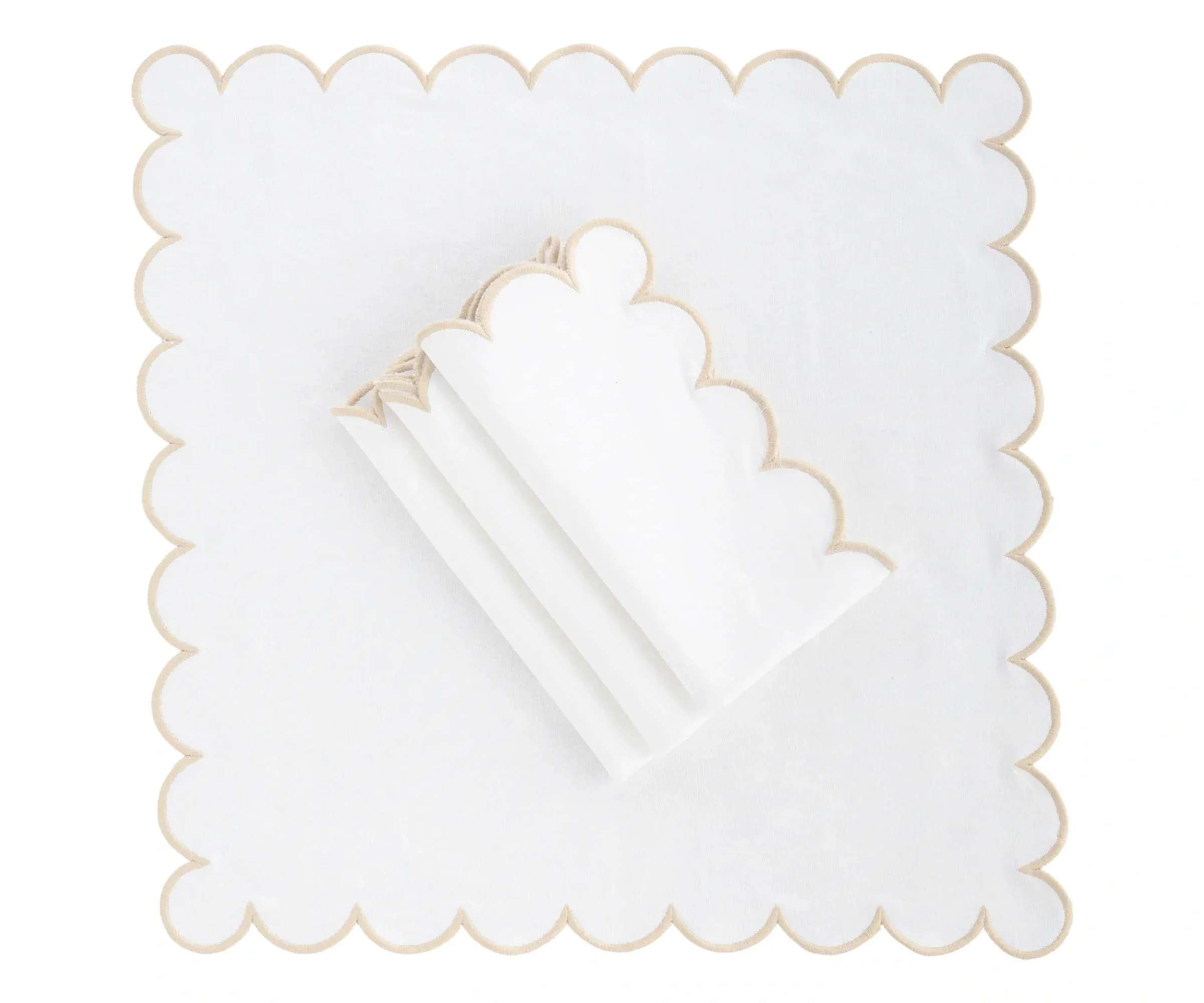 Beige Scalloped Edge Napkins - LongWave - Image 3
