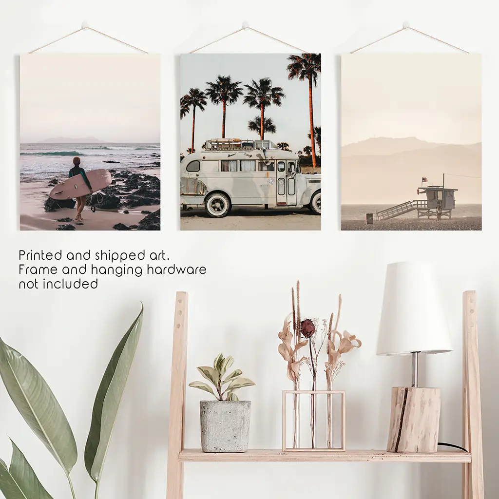 Beige Surfing Wall Art Set. Surfer, Ocean, Bus, Lifeguard - Image 10