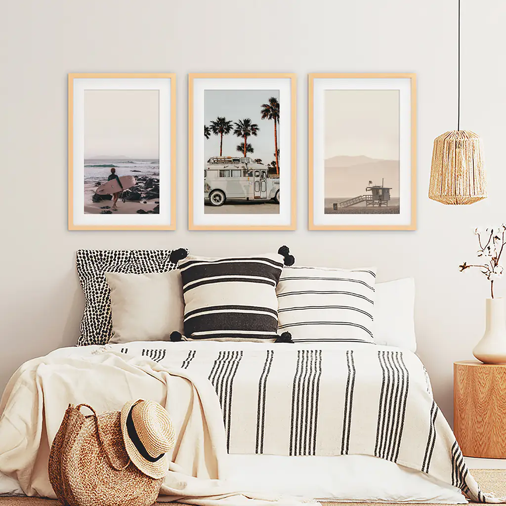 Beige Surfing Wall Art Set. Surfer, Ocean, Bus, Lifeguard - Image 7