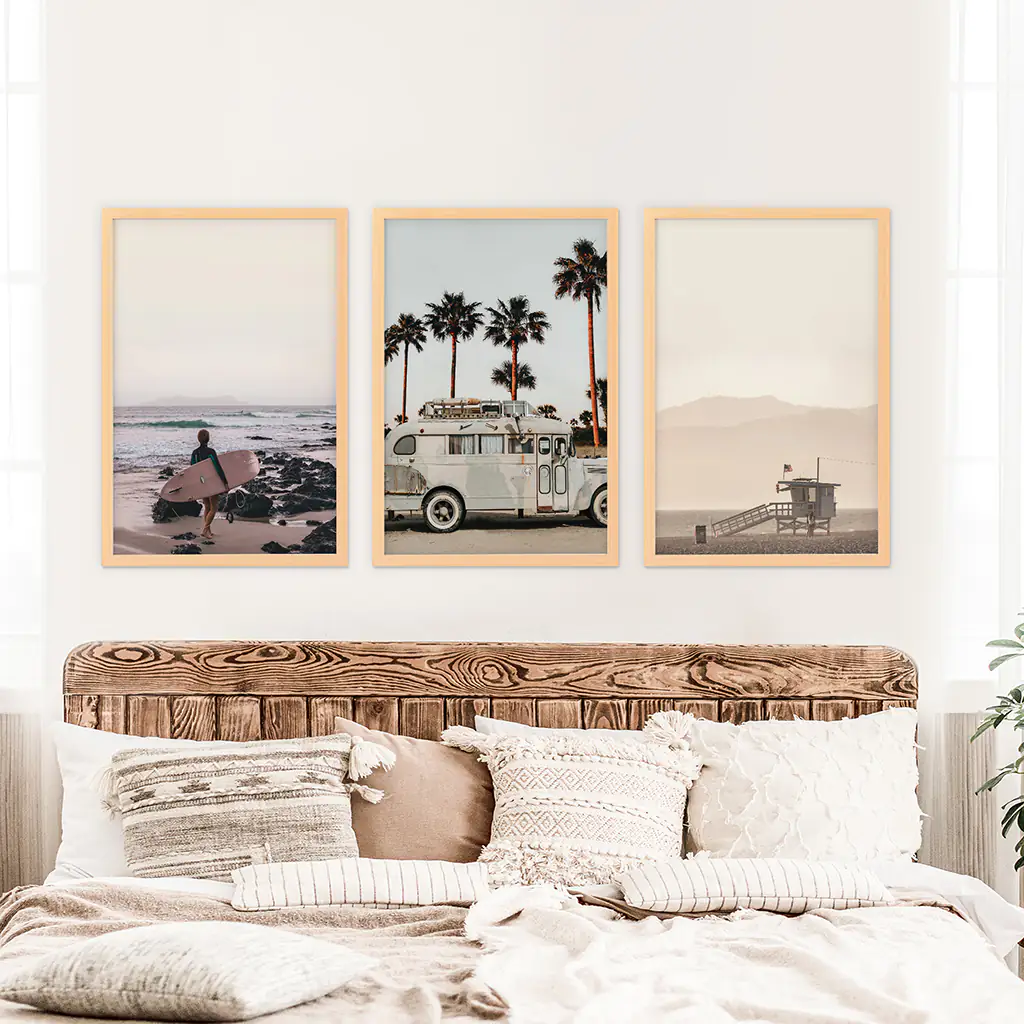 Beige Surfing Wall Art Set. Surfer, Ocean, Bus, Lifeguard - Image 8