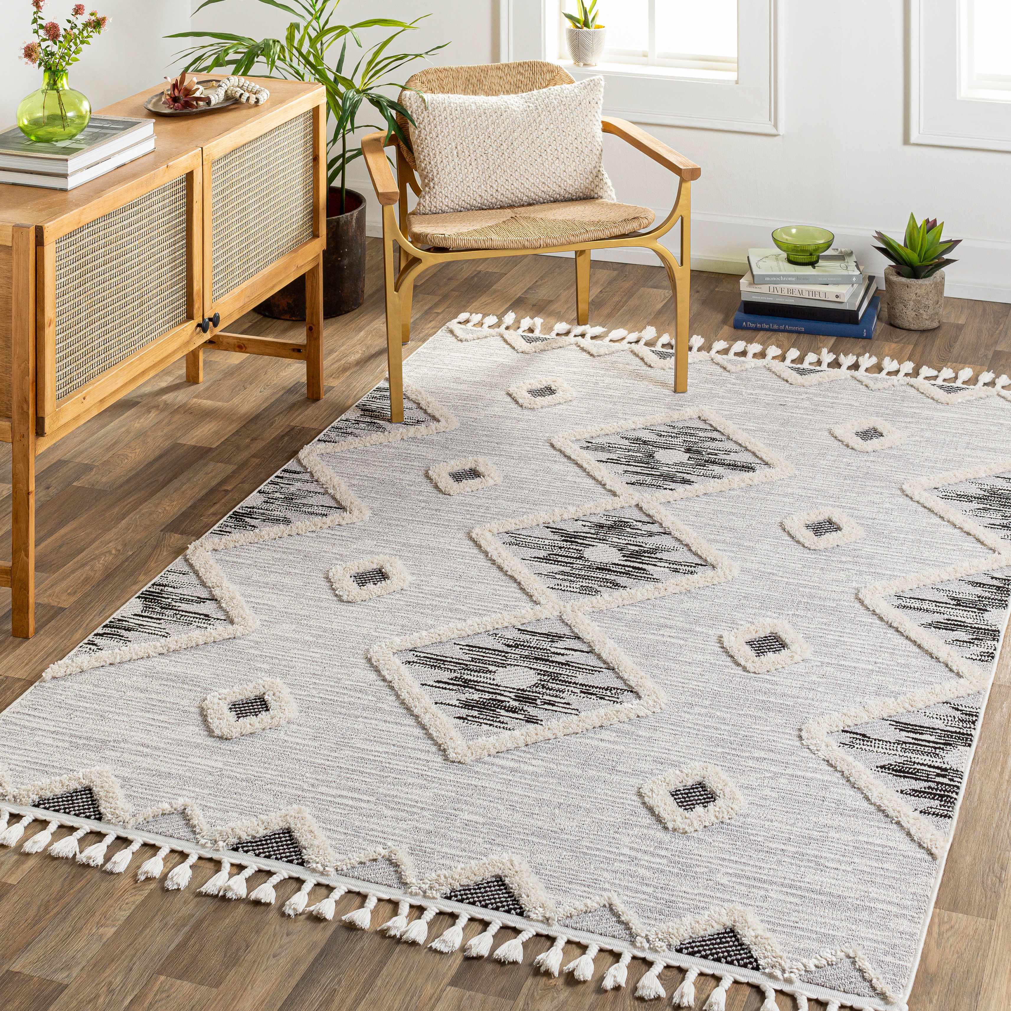 Belance High/Low Pile Rug with Tassels - Clearance - Image 3