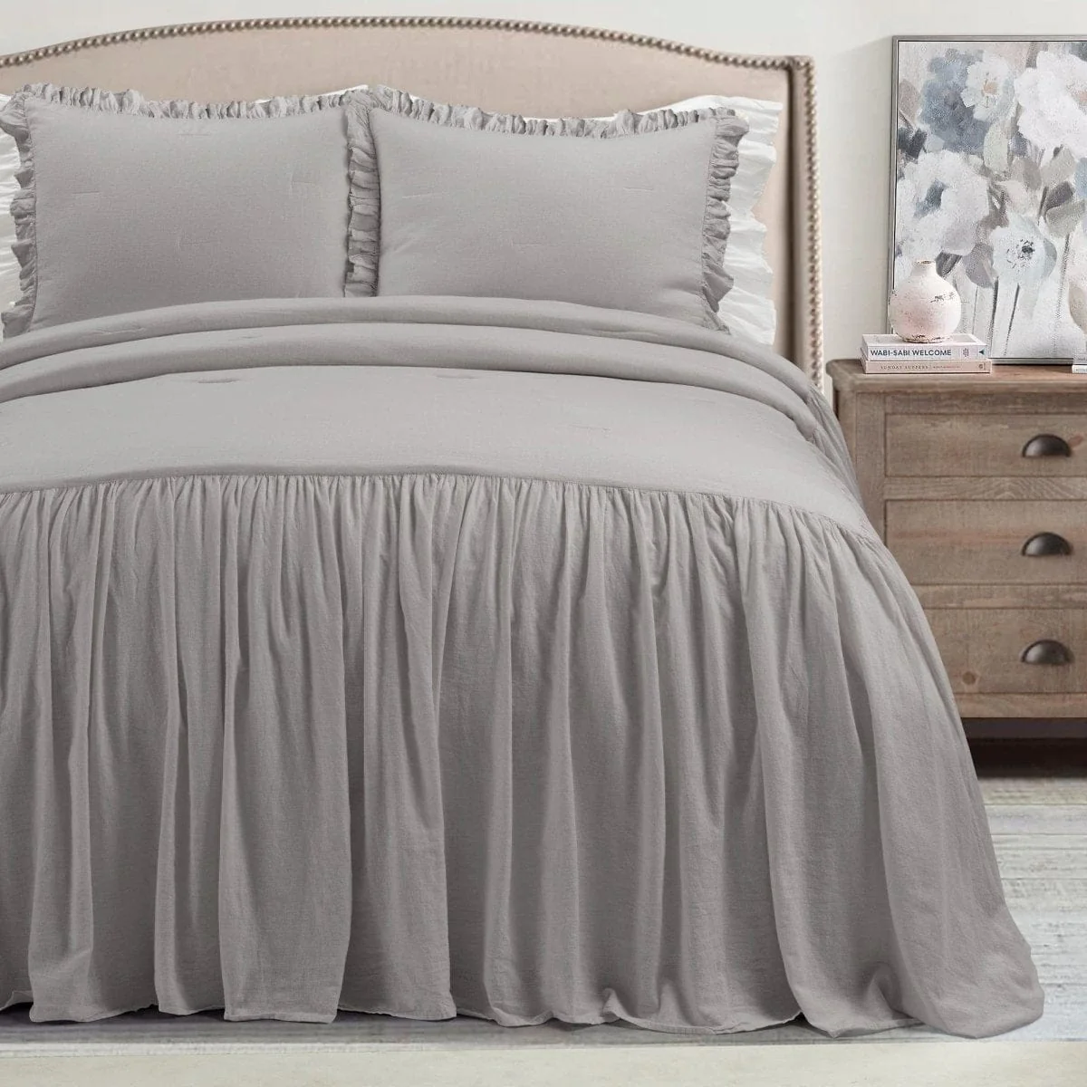 Belgian Flax Linen Rich Cotton Blend Bedspread 3 Piece Set - Image 19