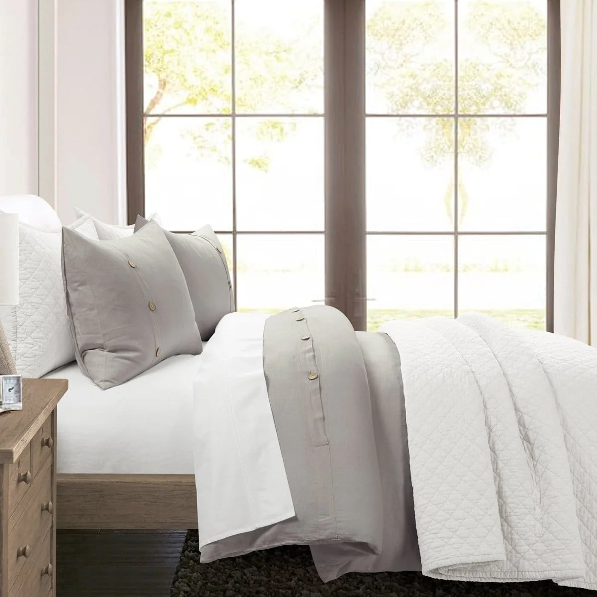Belgian Flax Linen Rich Cotton Blend Duvet Cover 3 Piece Set - Image 2