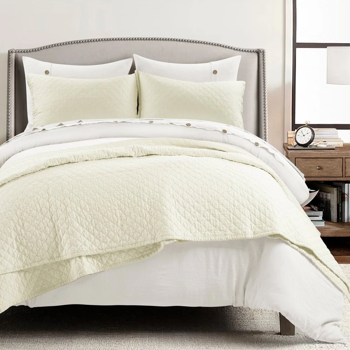 Belgian Flax Linen Rich Cotton Blend Quilt 3 Piece Set - Image 2