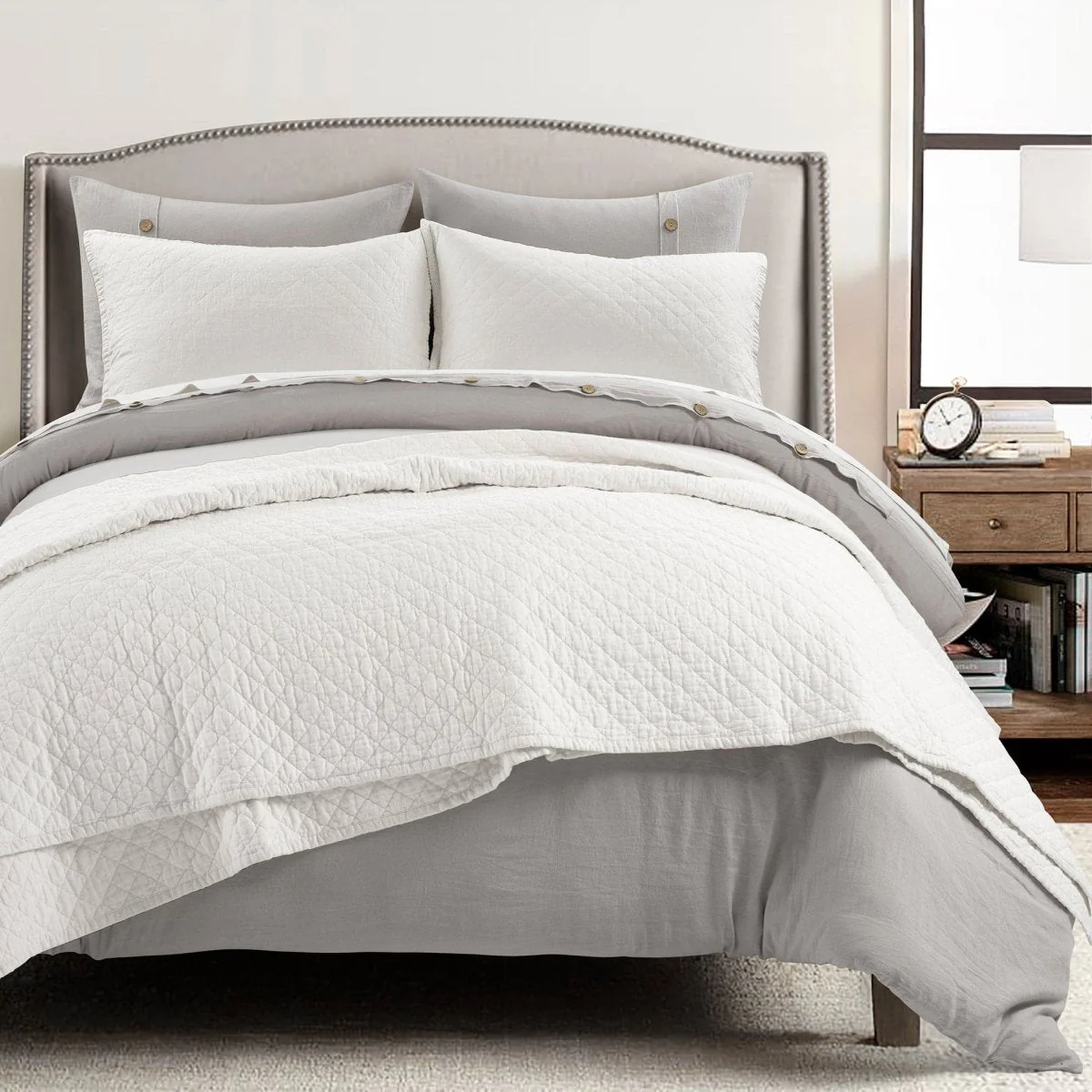 Belgian Flax Linen Rich Cotton Blend Quilt 3 Piece Set - Image 3