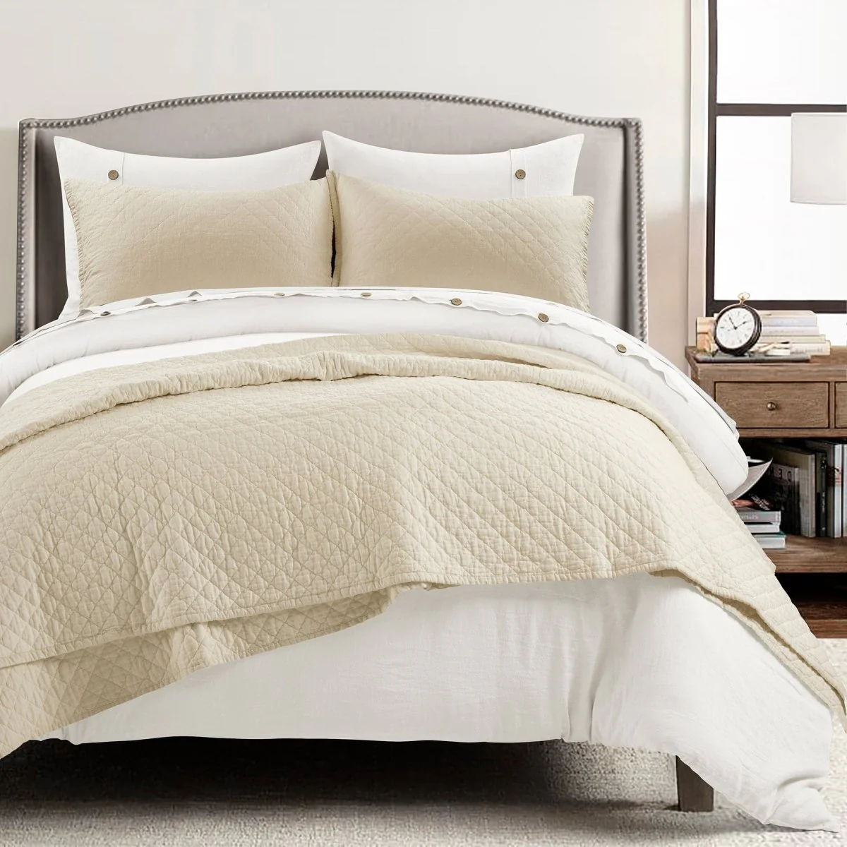 Belgian Flax Linen Rich Cotton Blend Quilt 3 Piece Set - Image 4