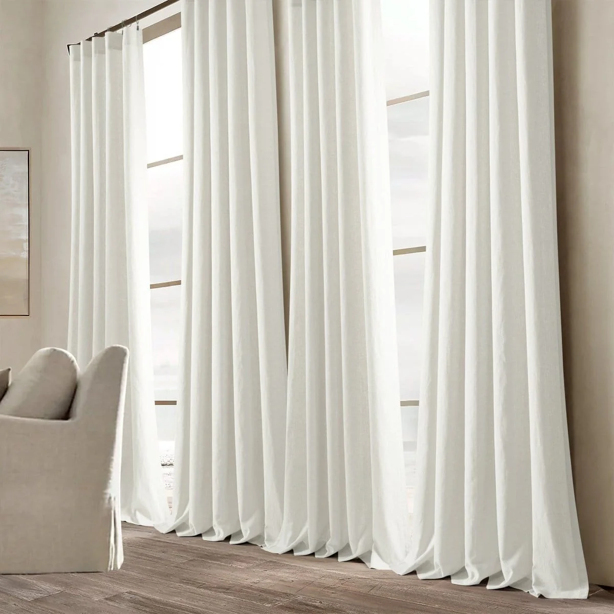 Belgian Flax Prewashed Linen Rich Cotton Blend Window Curtain Panel - Image 2