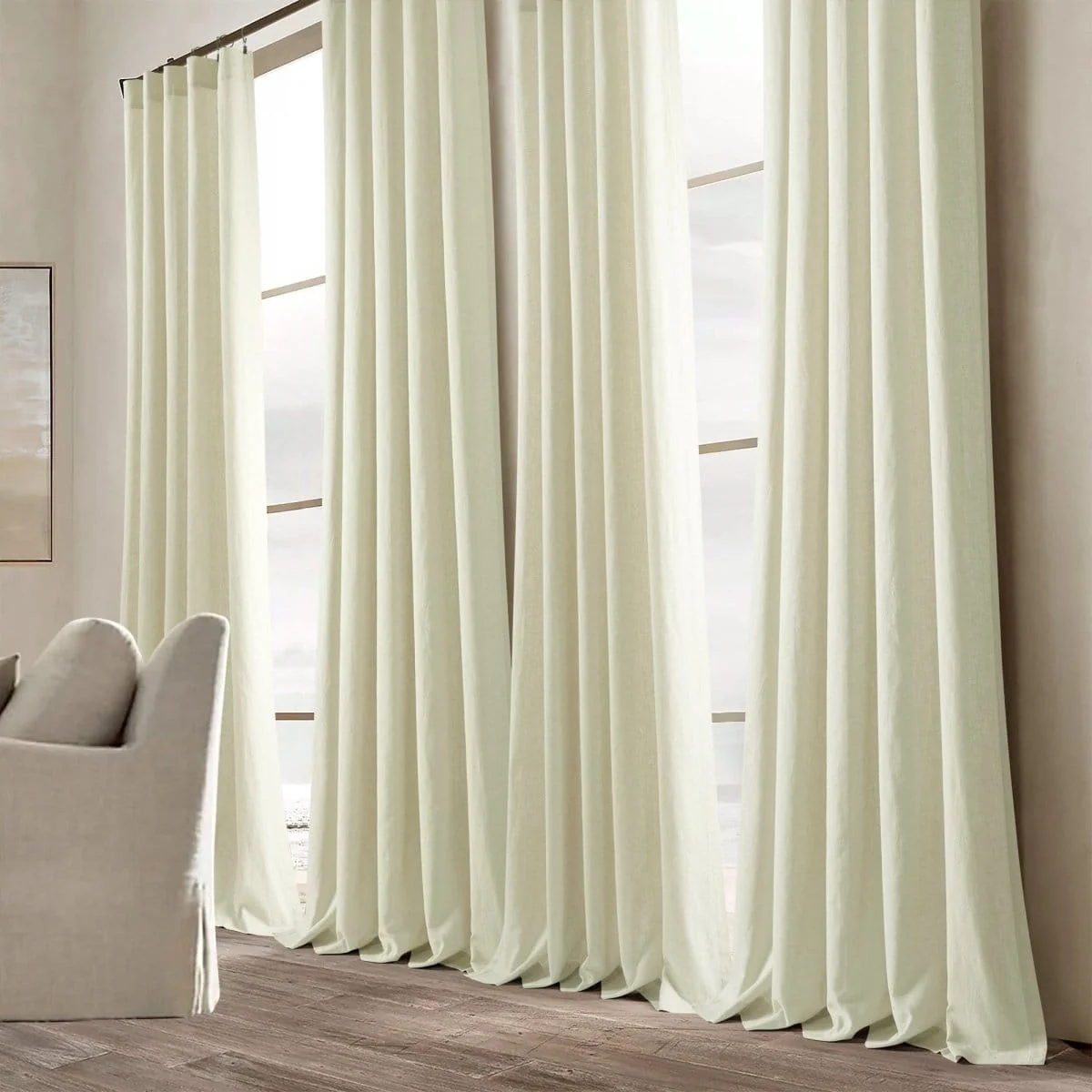 Belgian Flax Prewashed Linen Rich Cotton Blend Window Curtain Panel - Image 3
