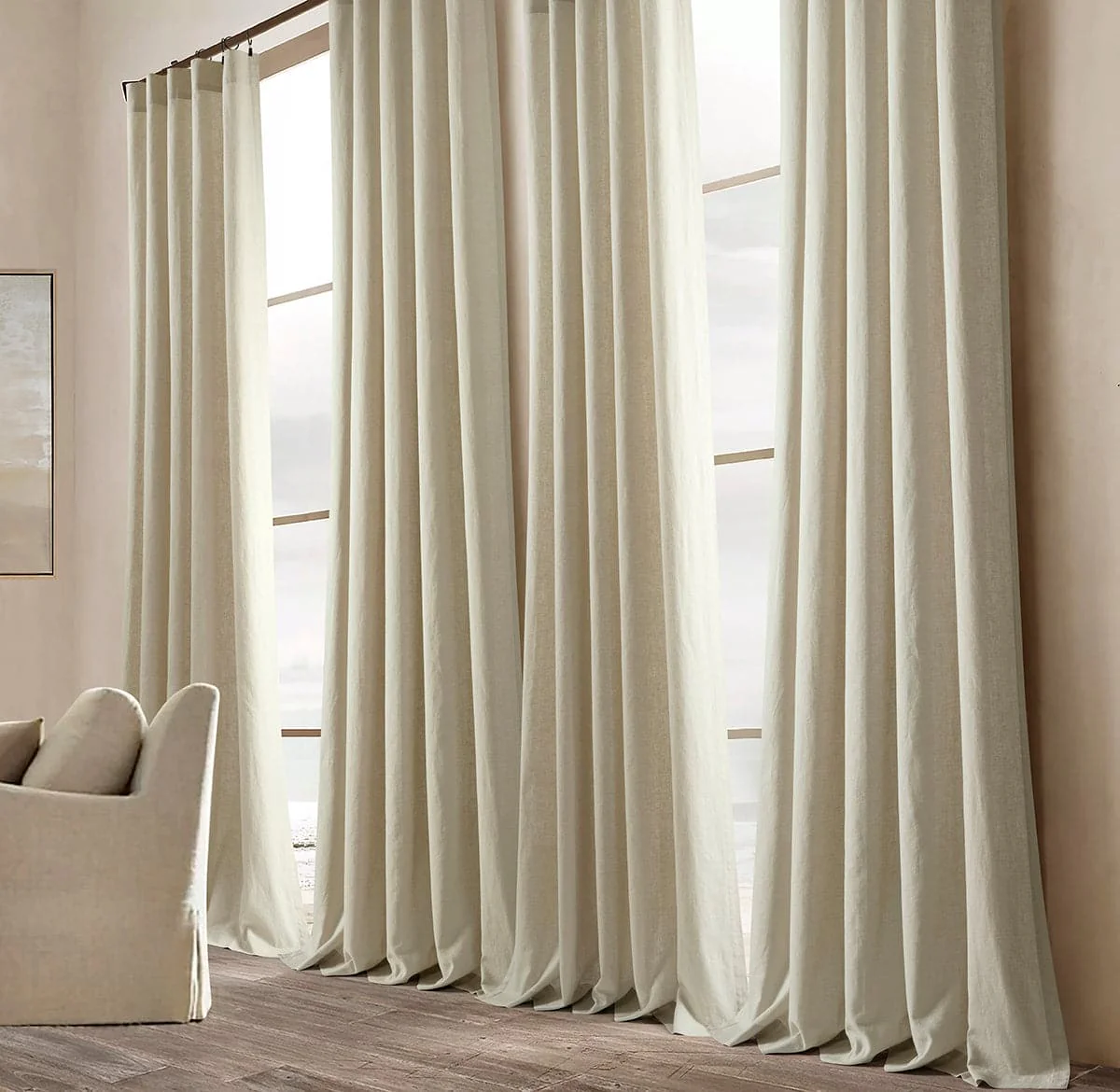 Belgian Flax Prewashed Linen Rich Cotton Blend Window Curtain Panel - Image 4