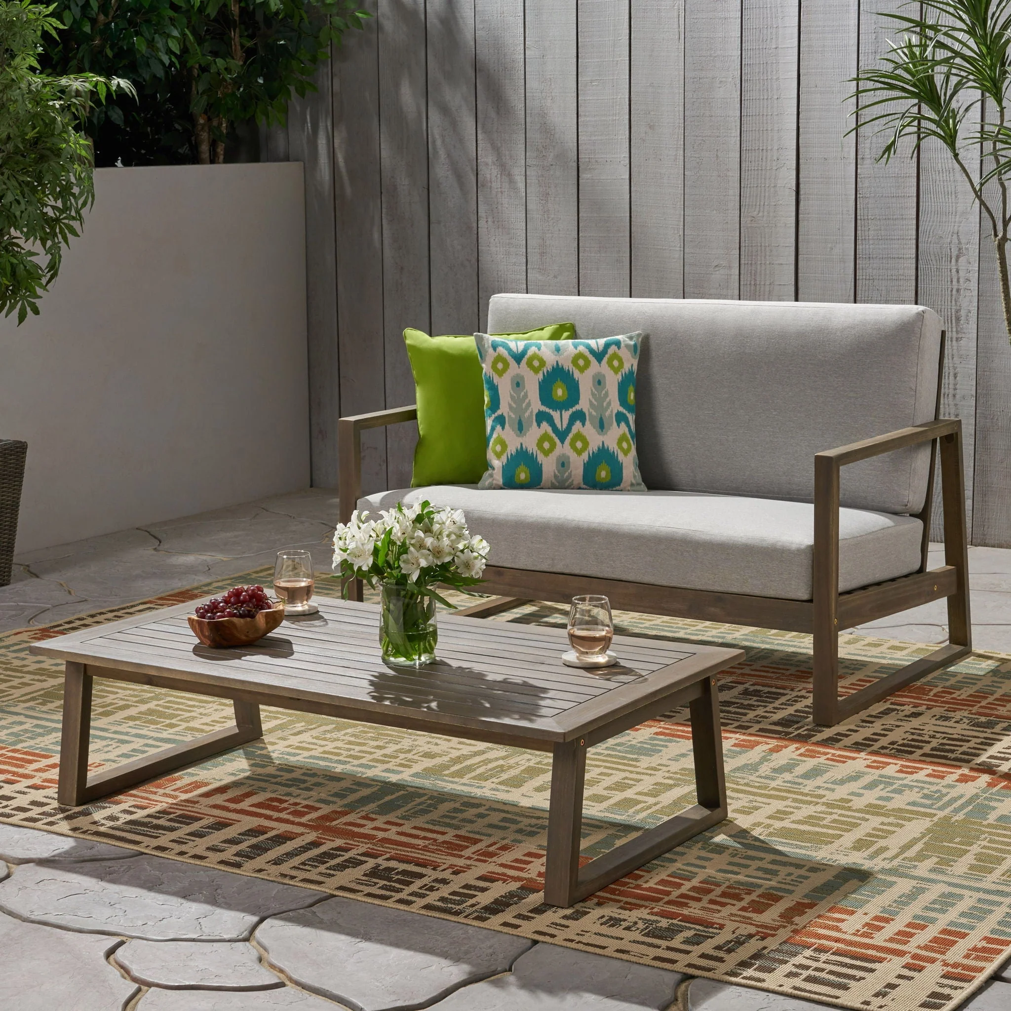 Belgian Loveseat & Coffee Table Set With Water Resistant Cushions - Image 4