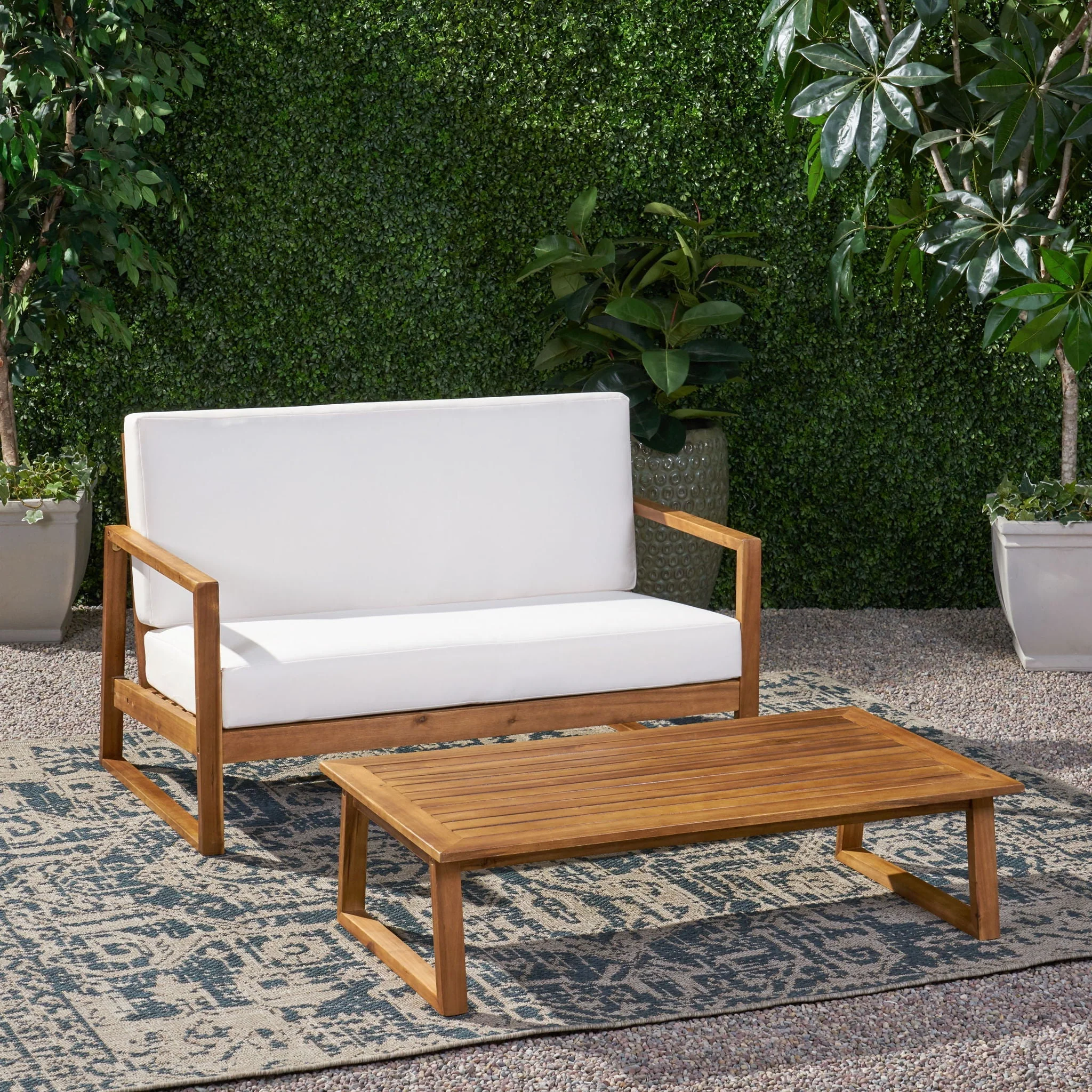 Belgian Loveseat & Coffee Table Set With Water Resistant Cushions - Image 7