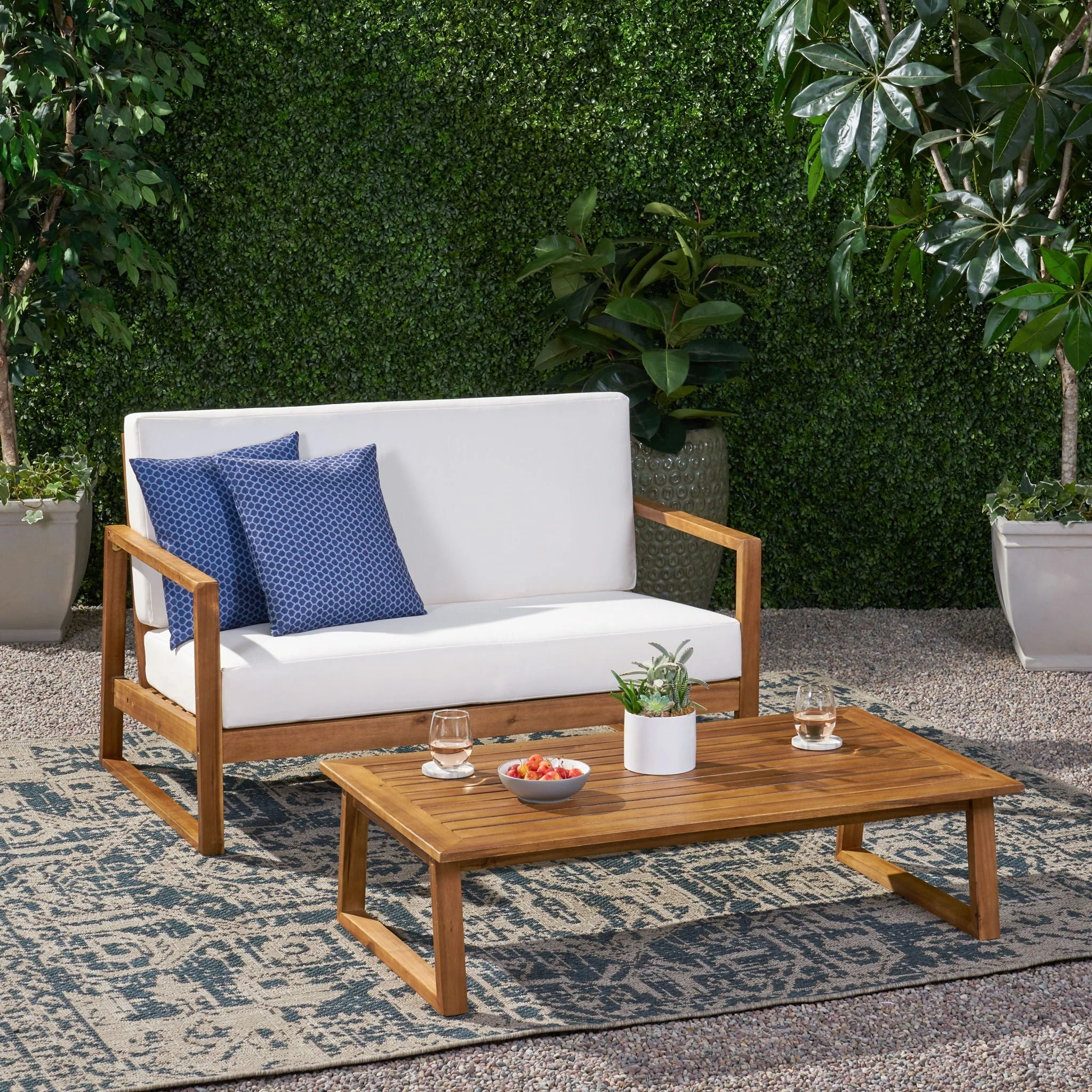 Belgian Loveseat & Coffee Table Set With Water Resistant Cushions - Image 8