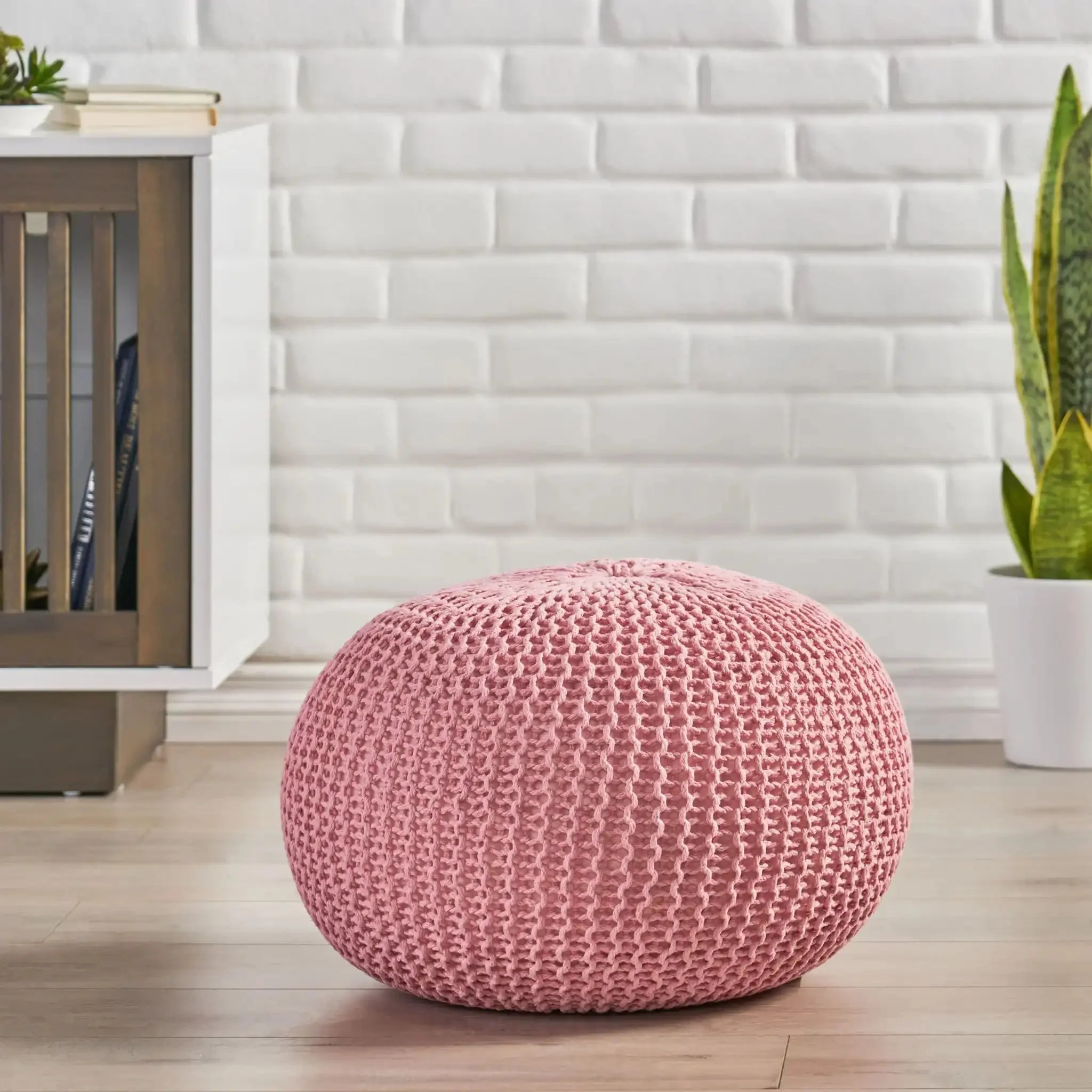 Belle - Modern Knitted Round Pouf - Image 3