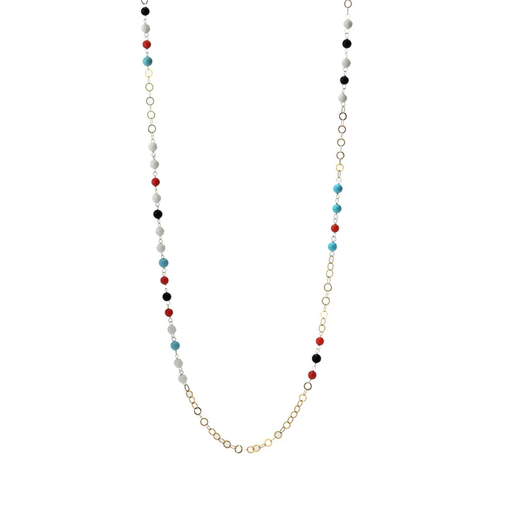Bello Italiano 18K Gold Plated Multi Gemstone Station Necklace - Image 2