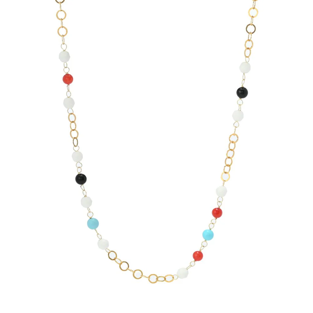 Bello Italiano 18K Gold Plated Multi Gemstone Station Necklace - Image 3
