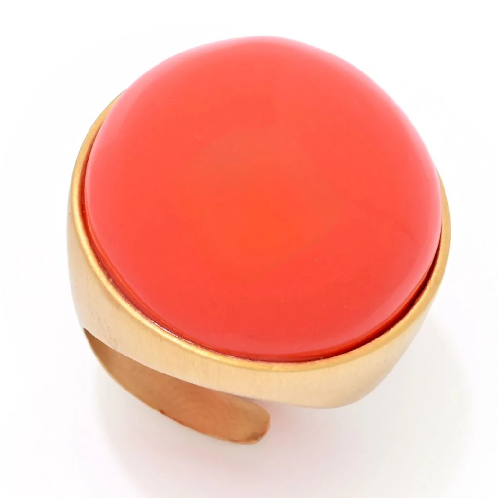 Bello Italiano 18K Gold Plated Turquoise or Orange Agate Statement Ring - Image 8