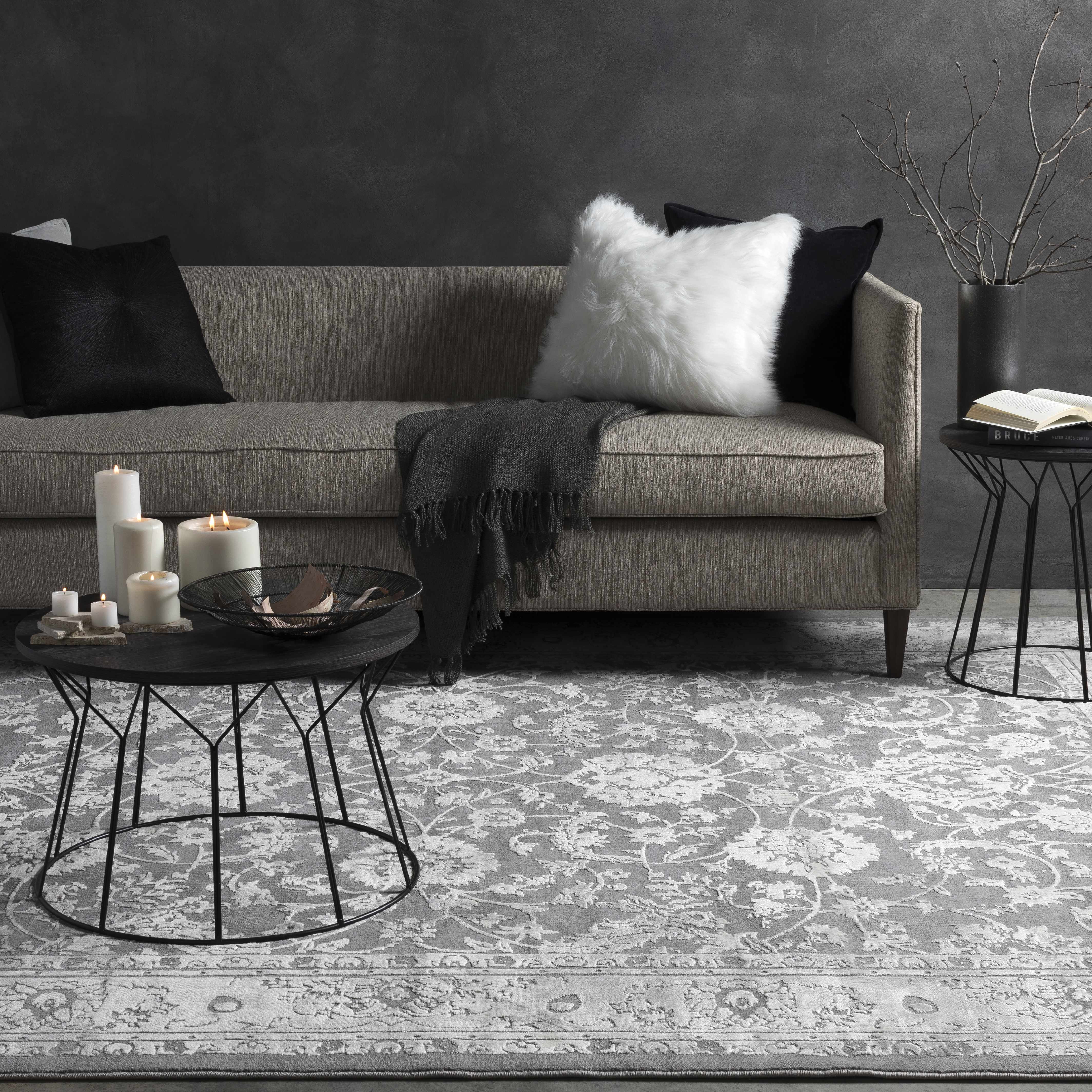 Benavides Gray Updated Traditional Tibetan Rug - Image 15