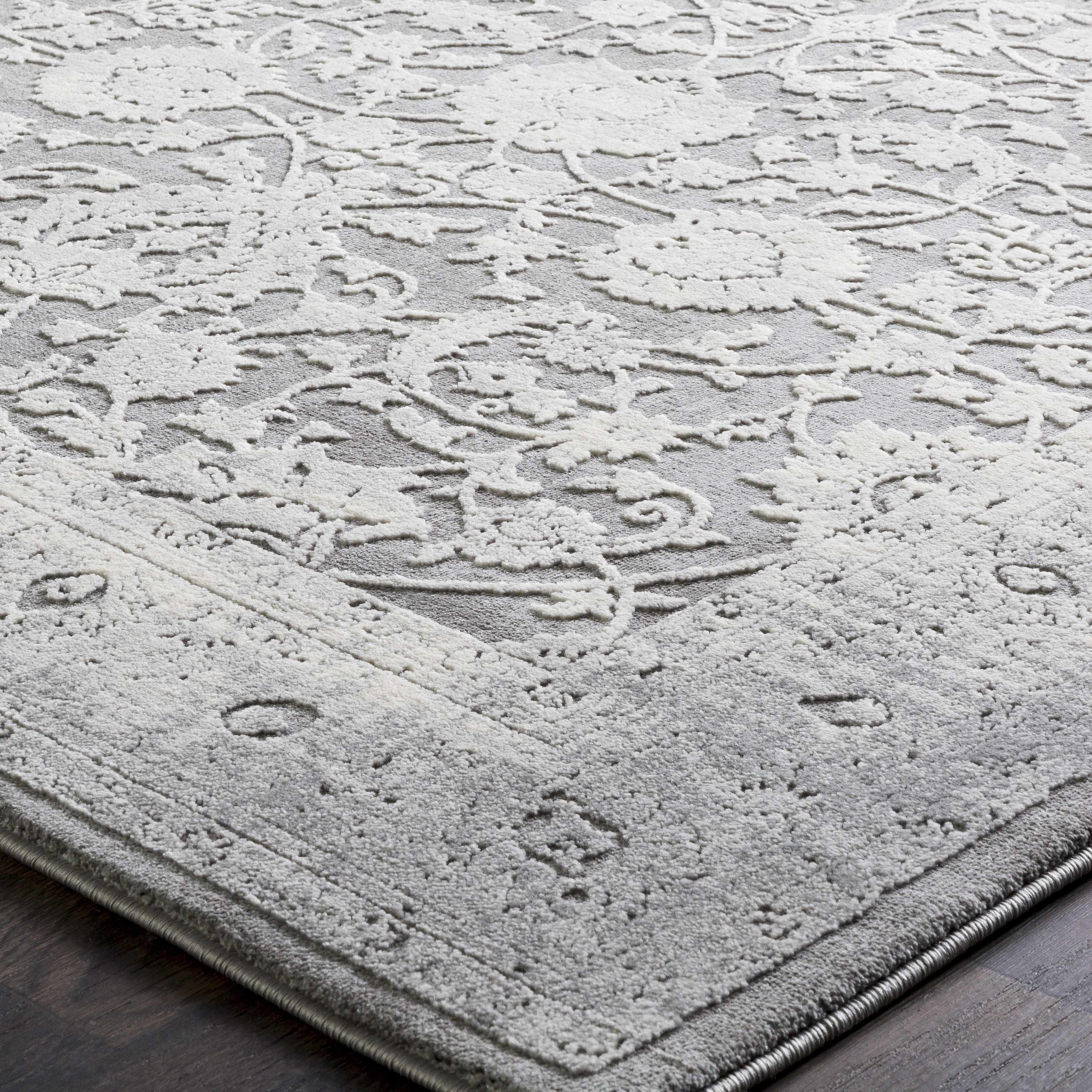 Benavides Gray Updated Traditional Tibetan Rug - Image 5