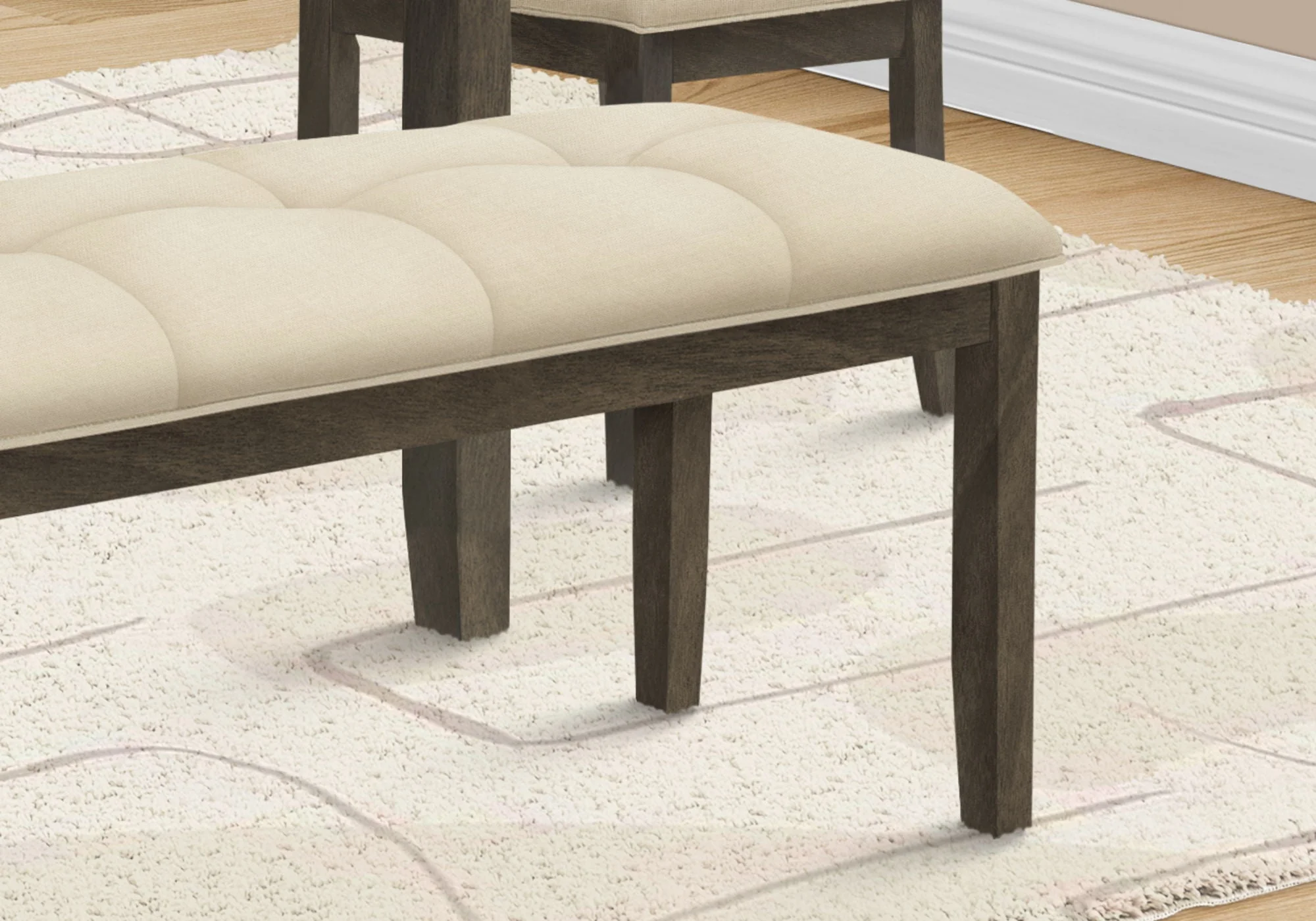 Bench, Rectangular, Hallway, Upholstered, Transitional - Cream - Image 4