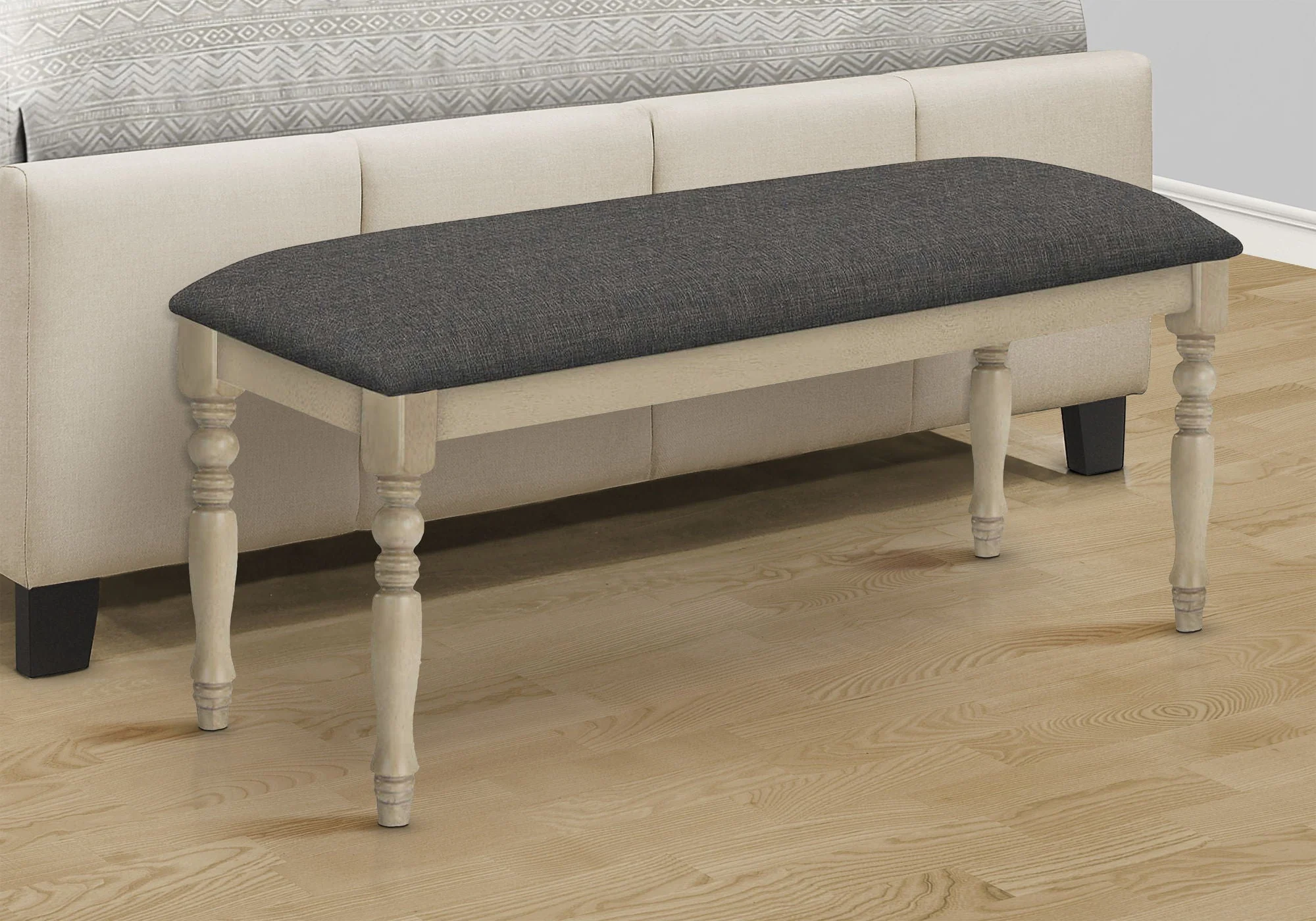 Bench, Rectangular, Upholstered, Transitional - Gray - Image 4