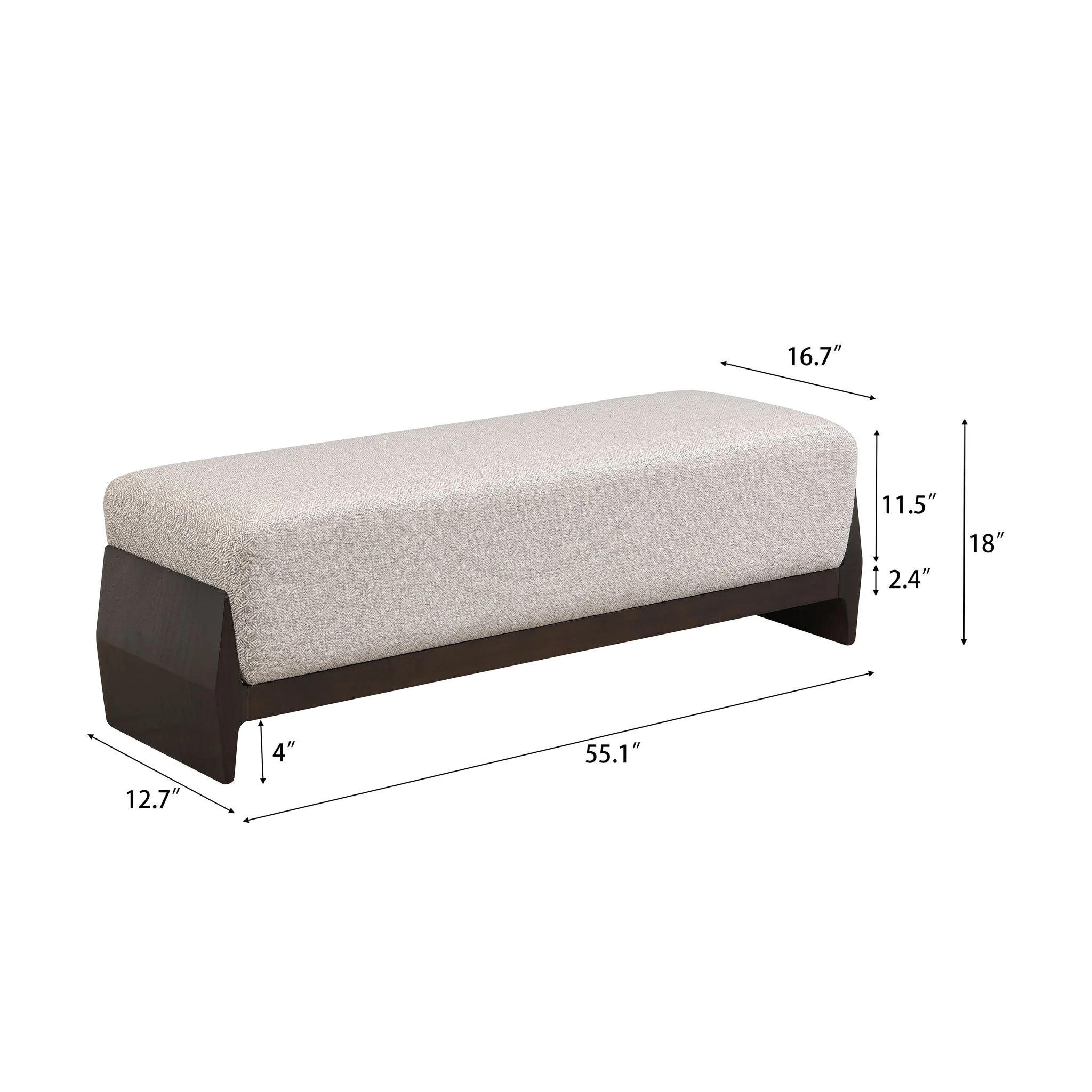 Bench With Thick Soft Cushions for 3 People - Brown / Beige - Image 2