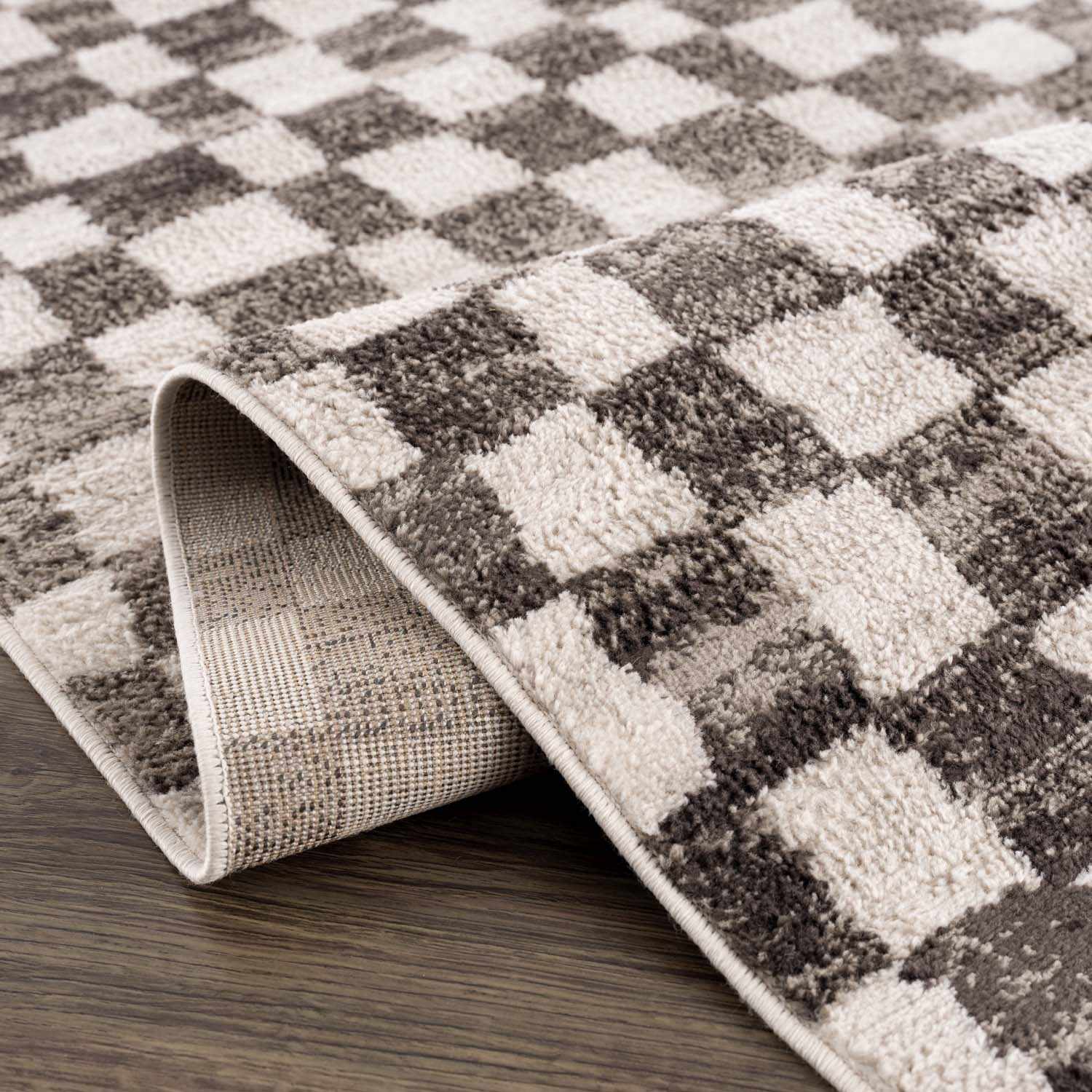 Benjy Cream & Charcoal Checkered Area Rug - Image 11