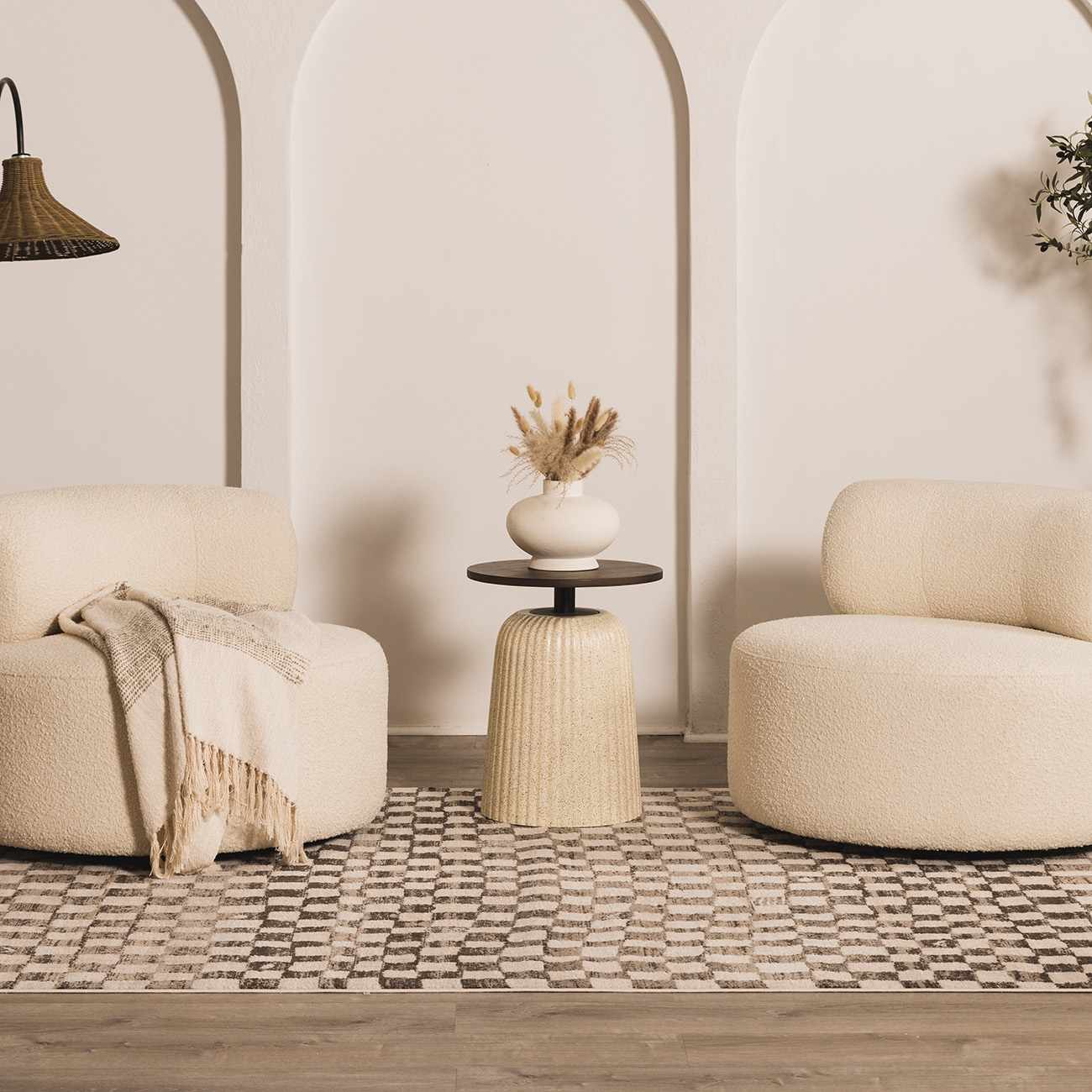 Benjy Cream & Charcoal Checkered Area Rug - Image 14
