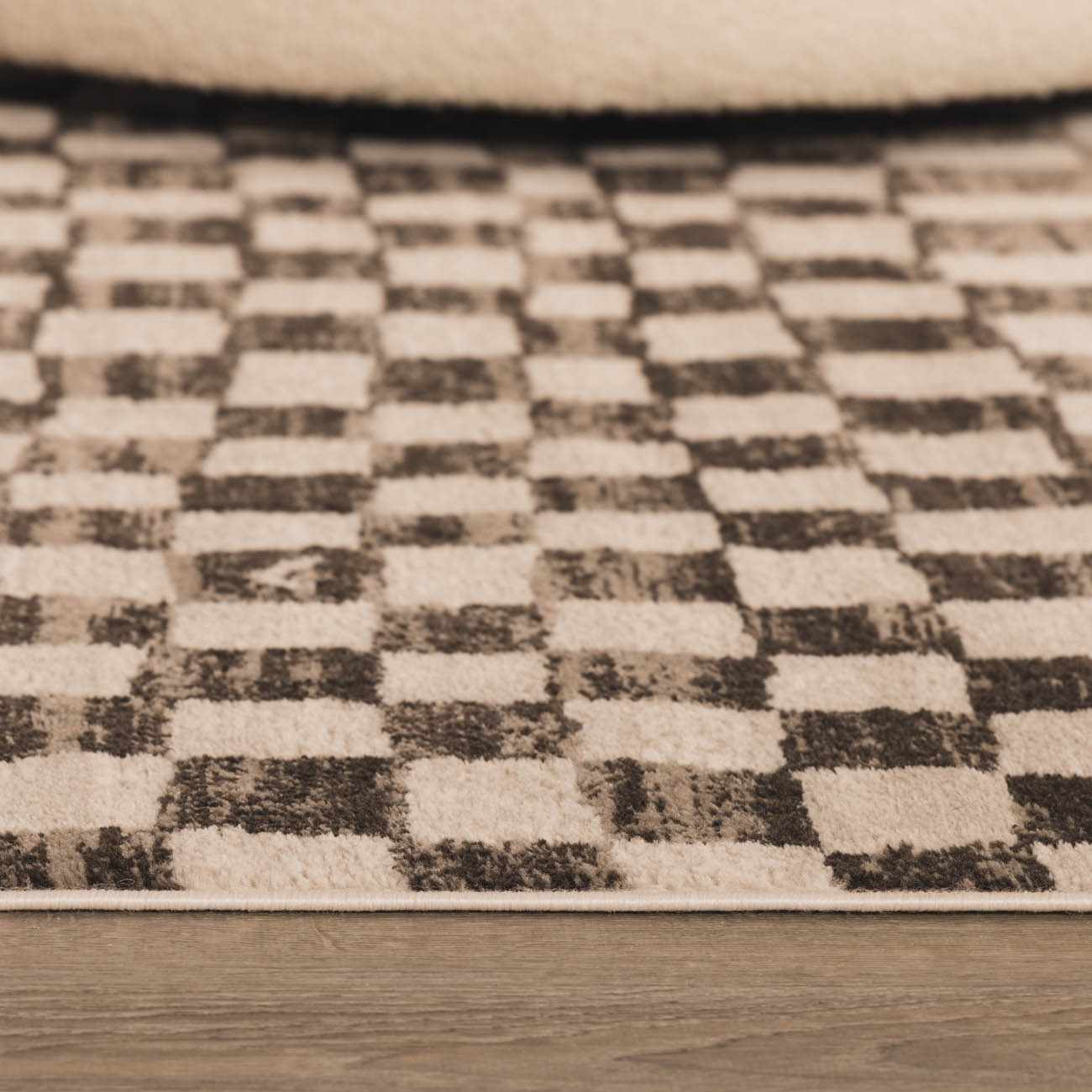 Benjy Cream & Charcoal Checkered Area Rug - Image 15