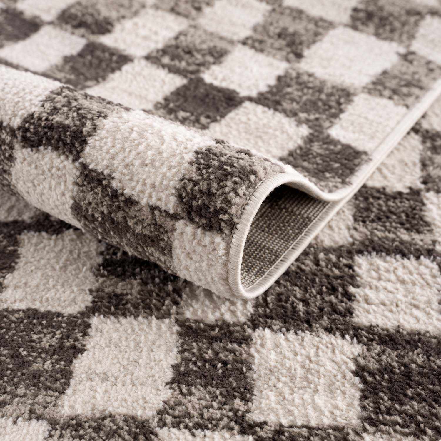 Benjy Cream & Charcoal Checkered Area Rug - Image 6