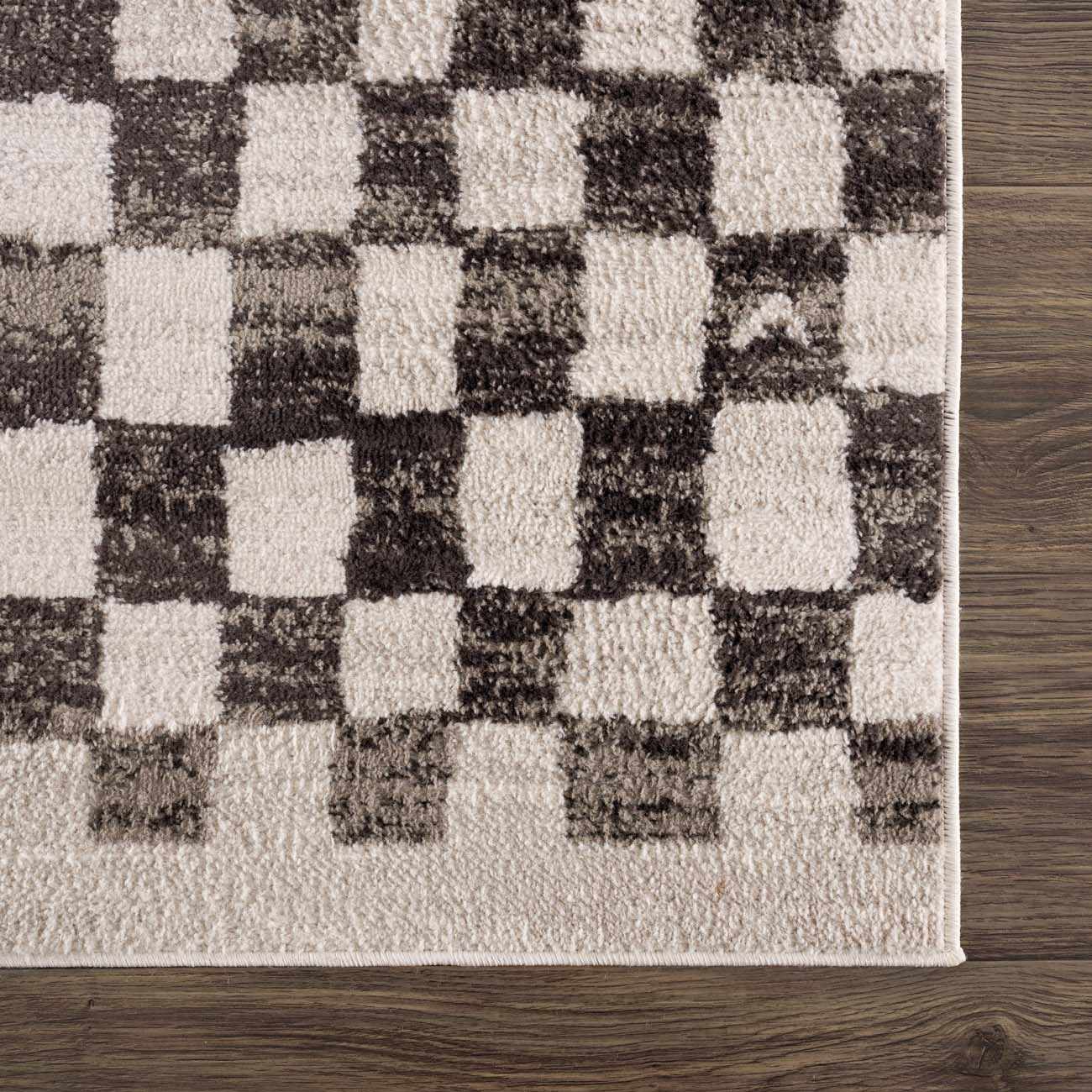 Benjy Cream & Charcoal Checkered Area Rug - Image 7