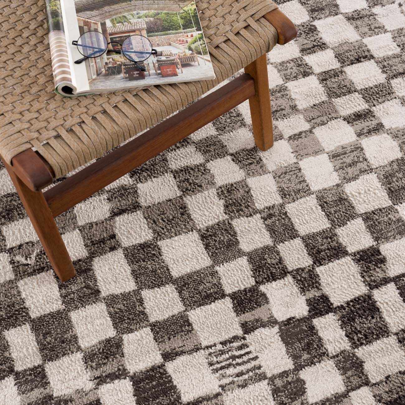 Benjy Cream & Charcoal Checkered Area Rug - Image 9
