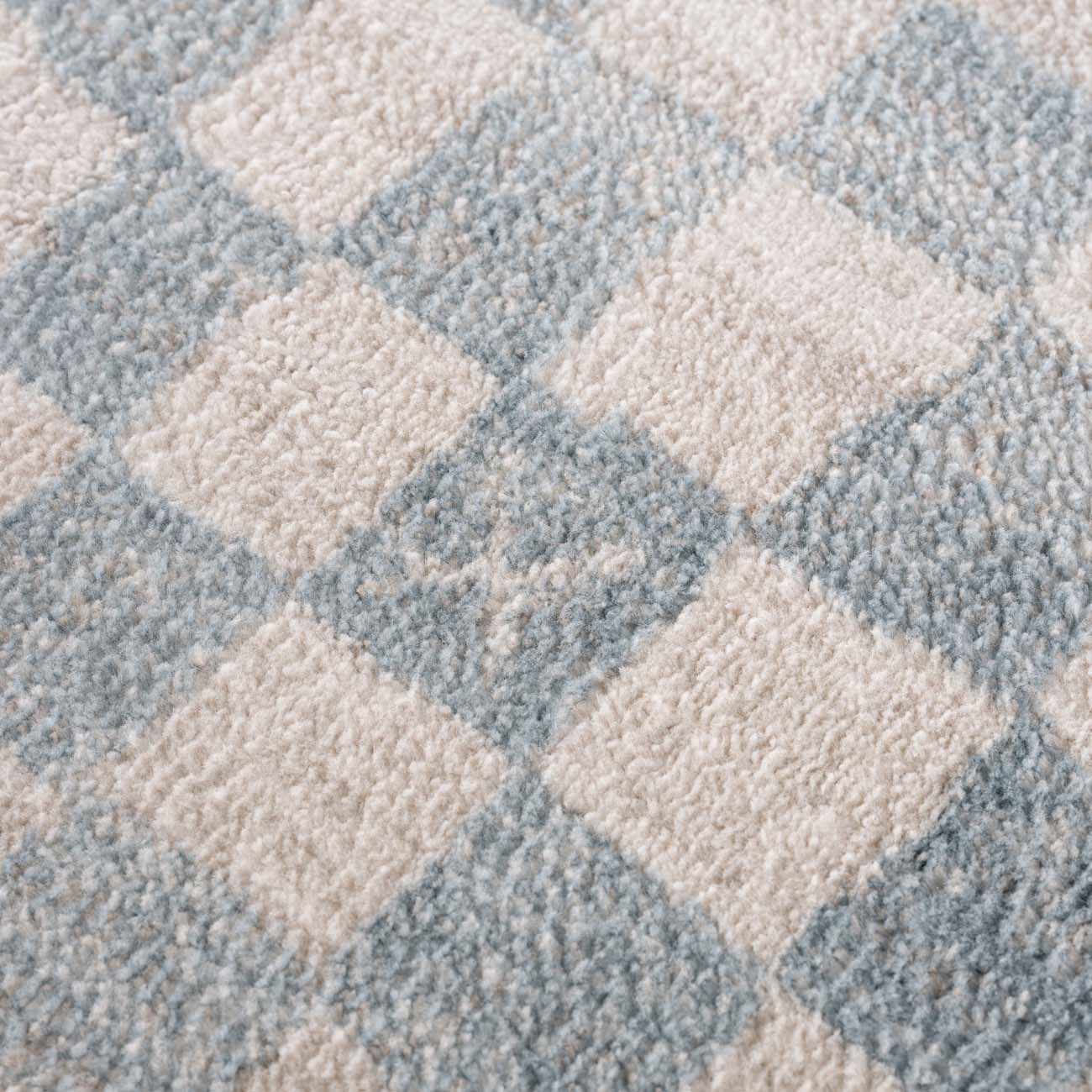 Benjy Cream & Light Blue Checkered Area Rug - Image 11